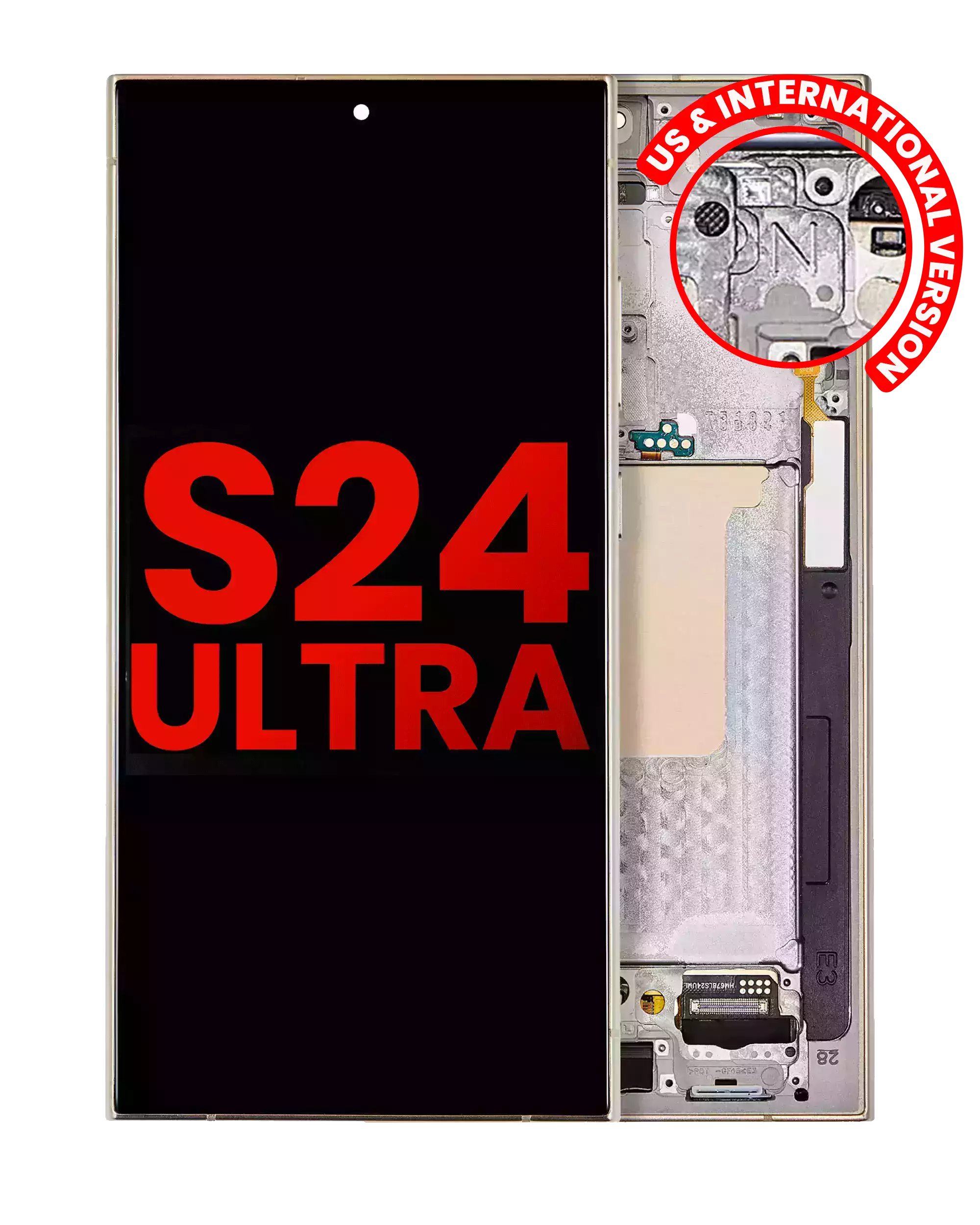 Samsung S24 Ultra OLED-Display mit Rahmen (Aftermarket Plus, Titanium Gelb)
