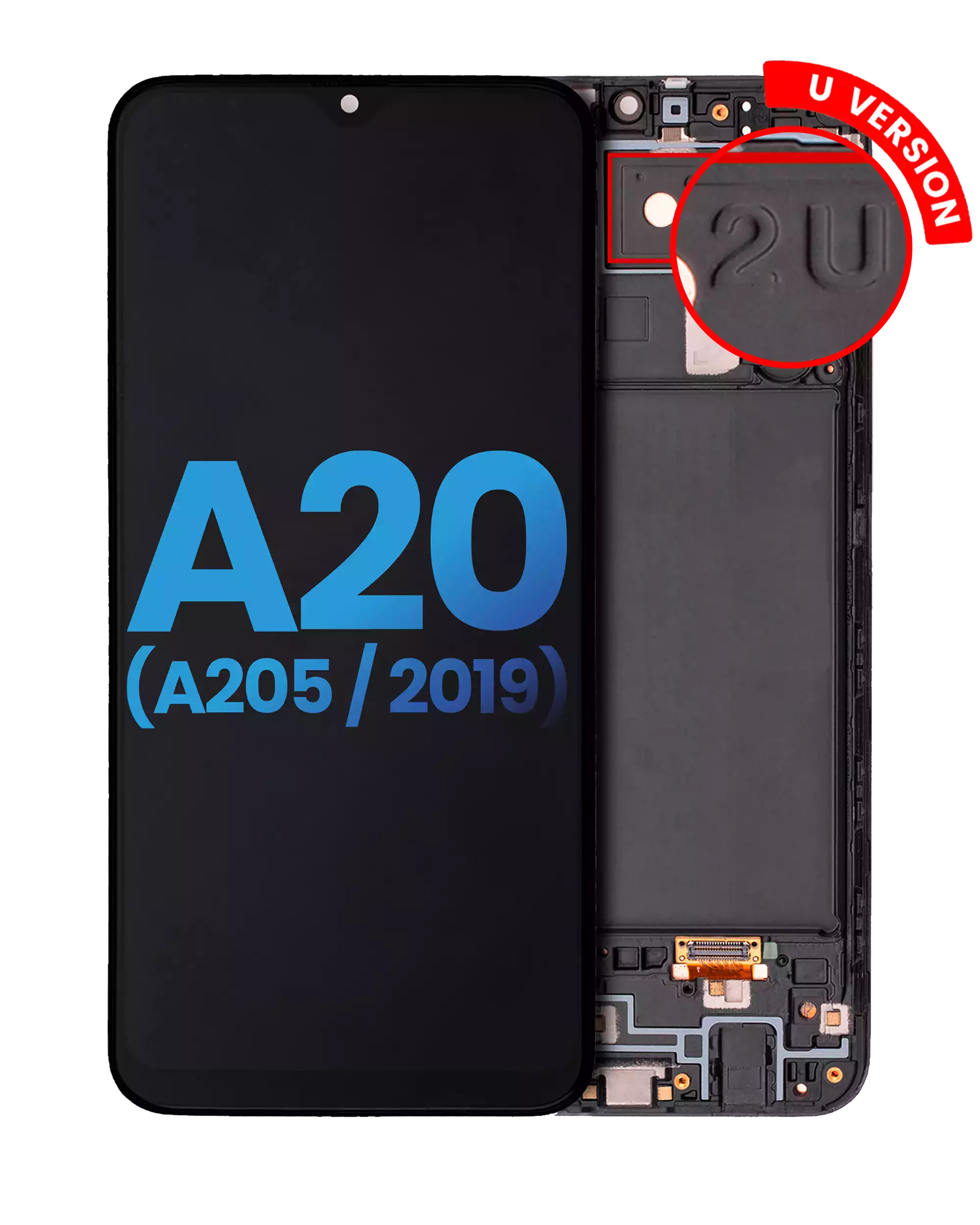 LCD-Display m. Rahmen Samsung Galaxy A20 (A205) Aftermarket Incell alle Farben