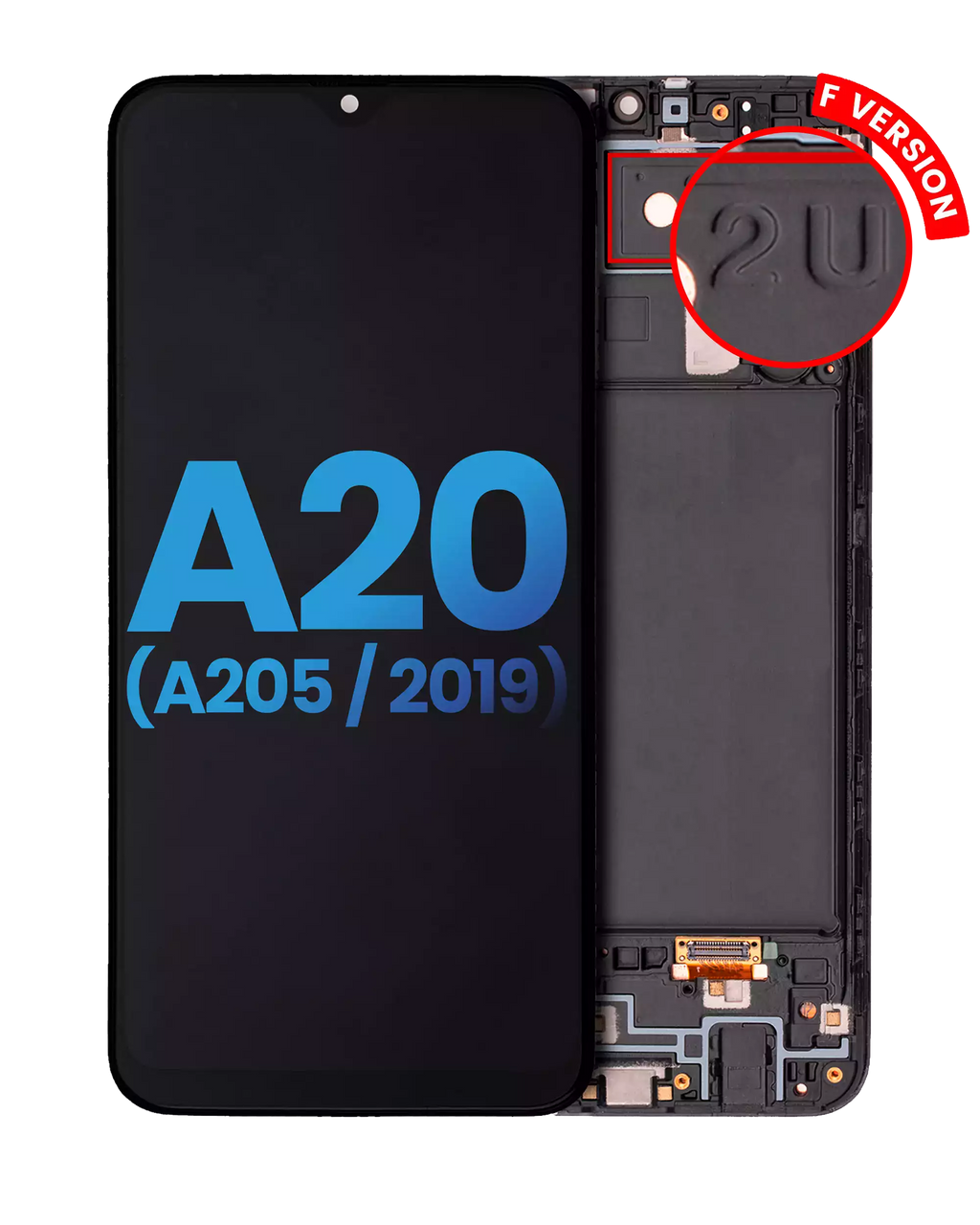 LCD-Display mit Rahmen für Samsung Galaxy A20 (Aftermarket Incell) Alle Farben