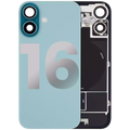 Back cover with MagSafe magnet, NFC, and flash flex cable for iPhone 16 (used OEM part, Grade A) (Teal)