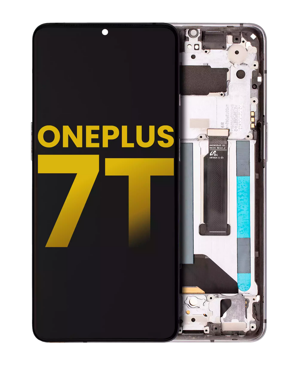 OLED Display with Frame for OnePlus 7T (Refurbished) (Frosted Silver)