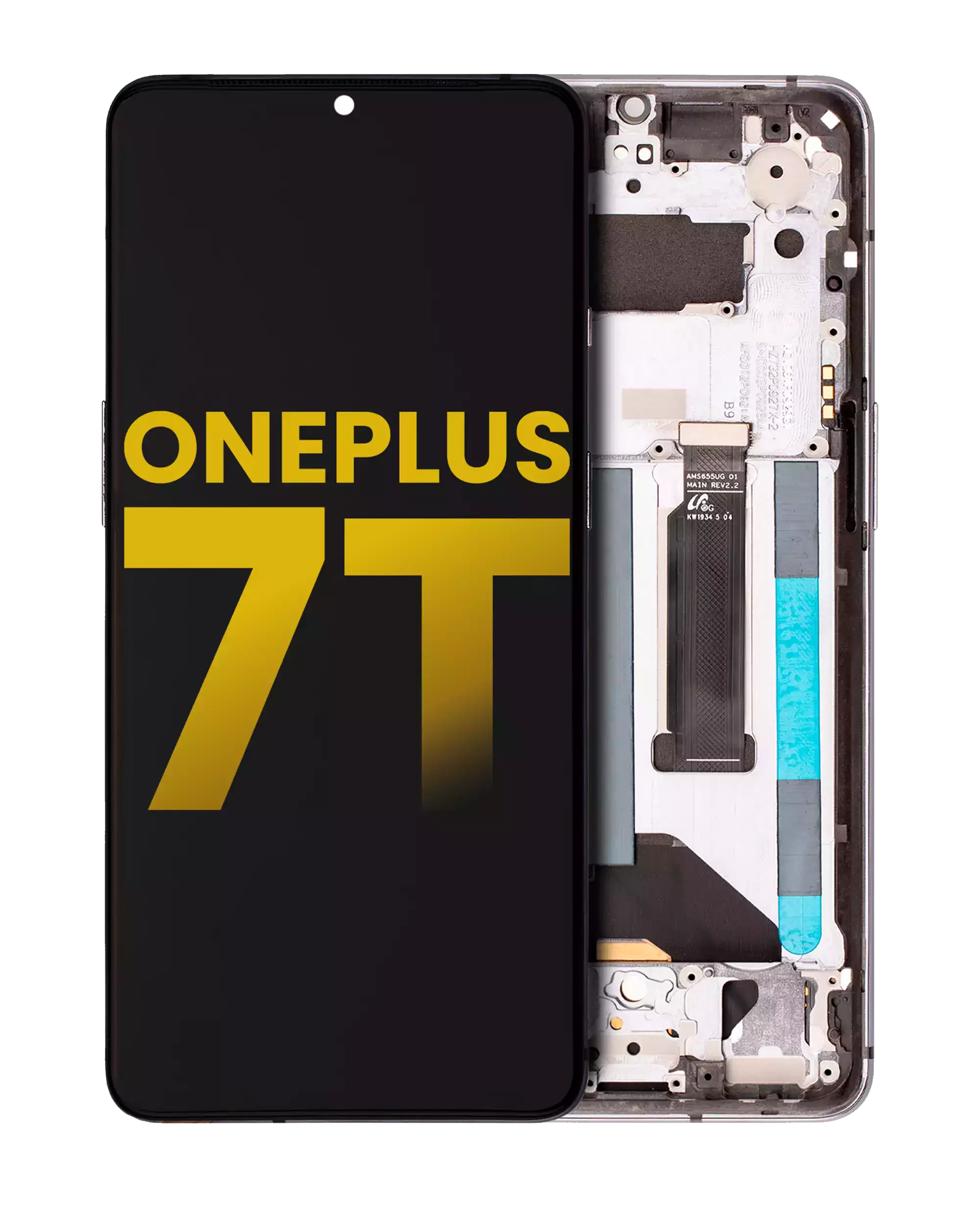 OLED Display with Frame for OnePlus 7T (Refurbished) (Frosted Silver)