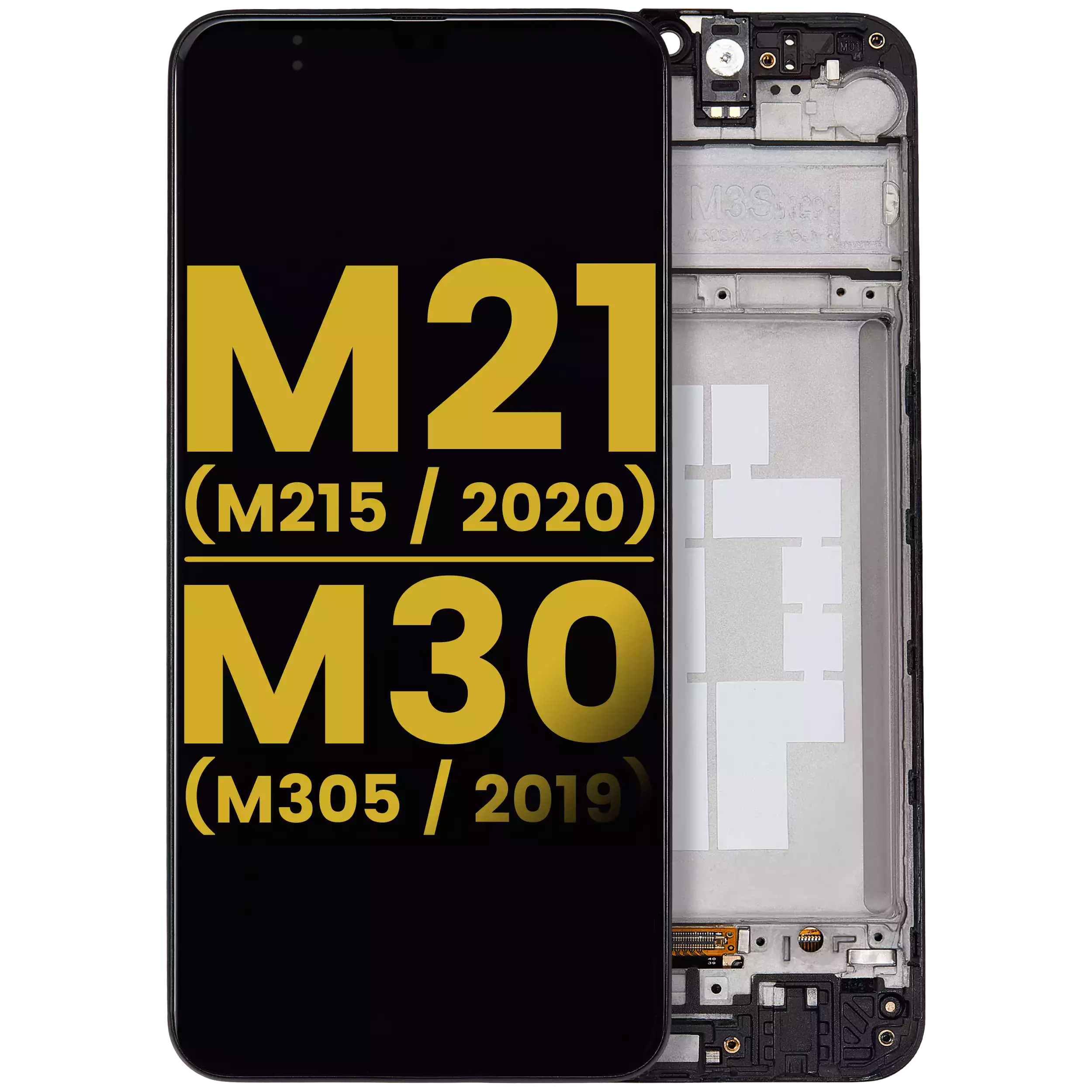 OLED-Display mit Rahmen f. Samsung M21/M30 Refurbished Schwarz