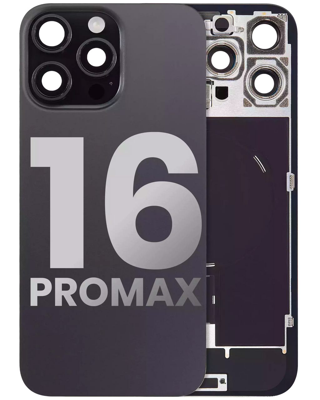 Back Cover with MagSafe Magnet & NFC & Flash Flex Cable for iPhone 16 Pro Max (Used OEM Pulled, Quality A) (Black Titanium)