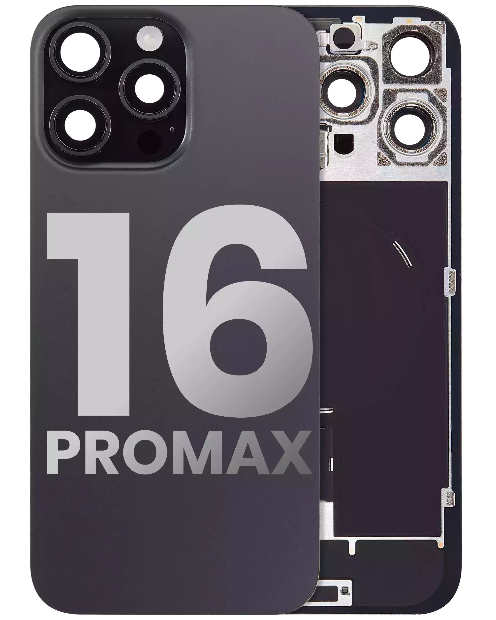 Back Cover with MagSafe Magnet & NFC & Flash Flex Cable for iPhone 16 Pro Max (Used OEM Pulled, Quality A) (Black Titanium)