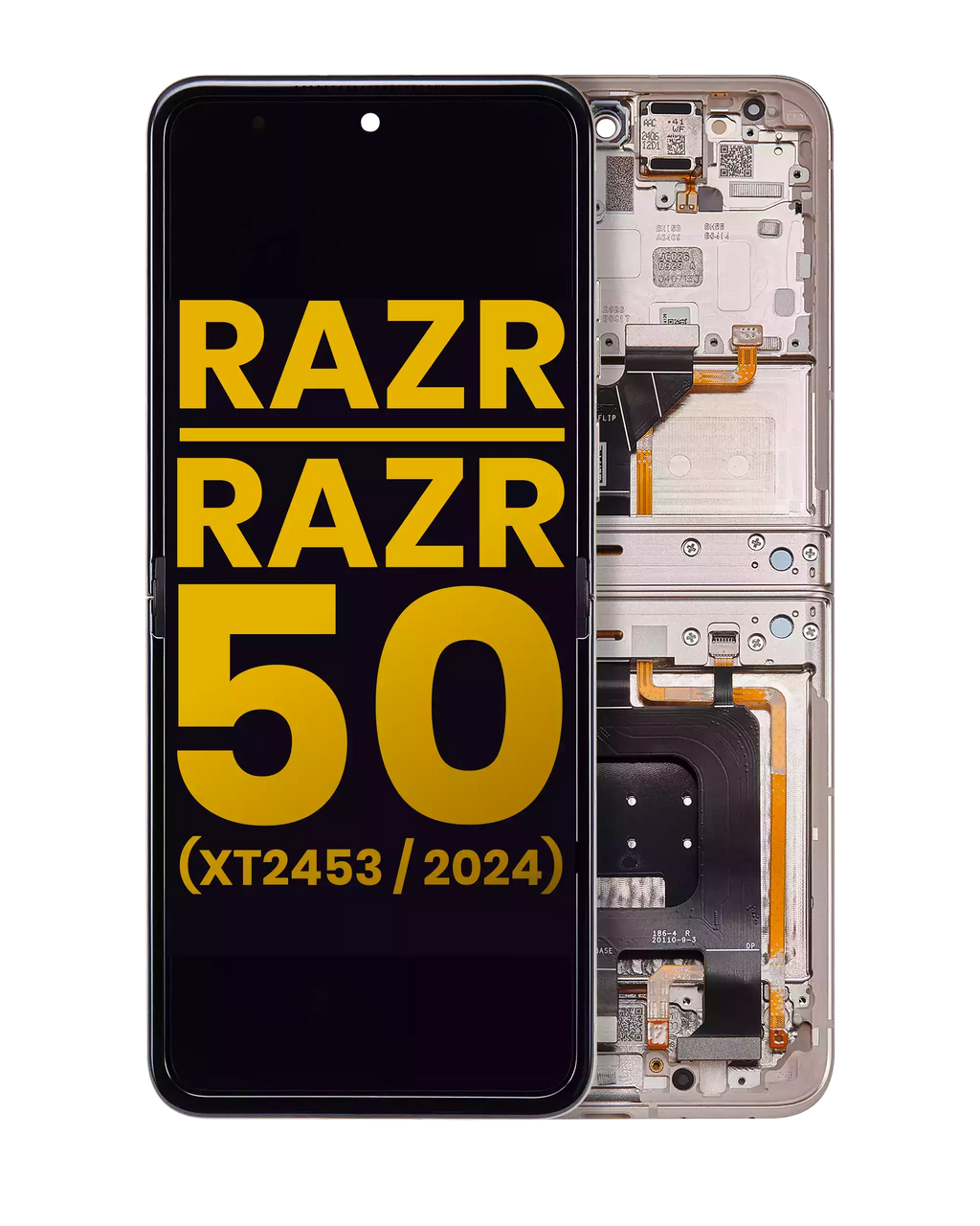Main OLED Display with Frame for Motorola Razr 2024 / Razr 50 (XT2453 / 2024) (Refurbished) (Beach Sand)