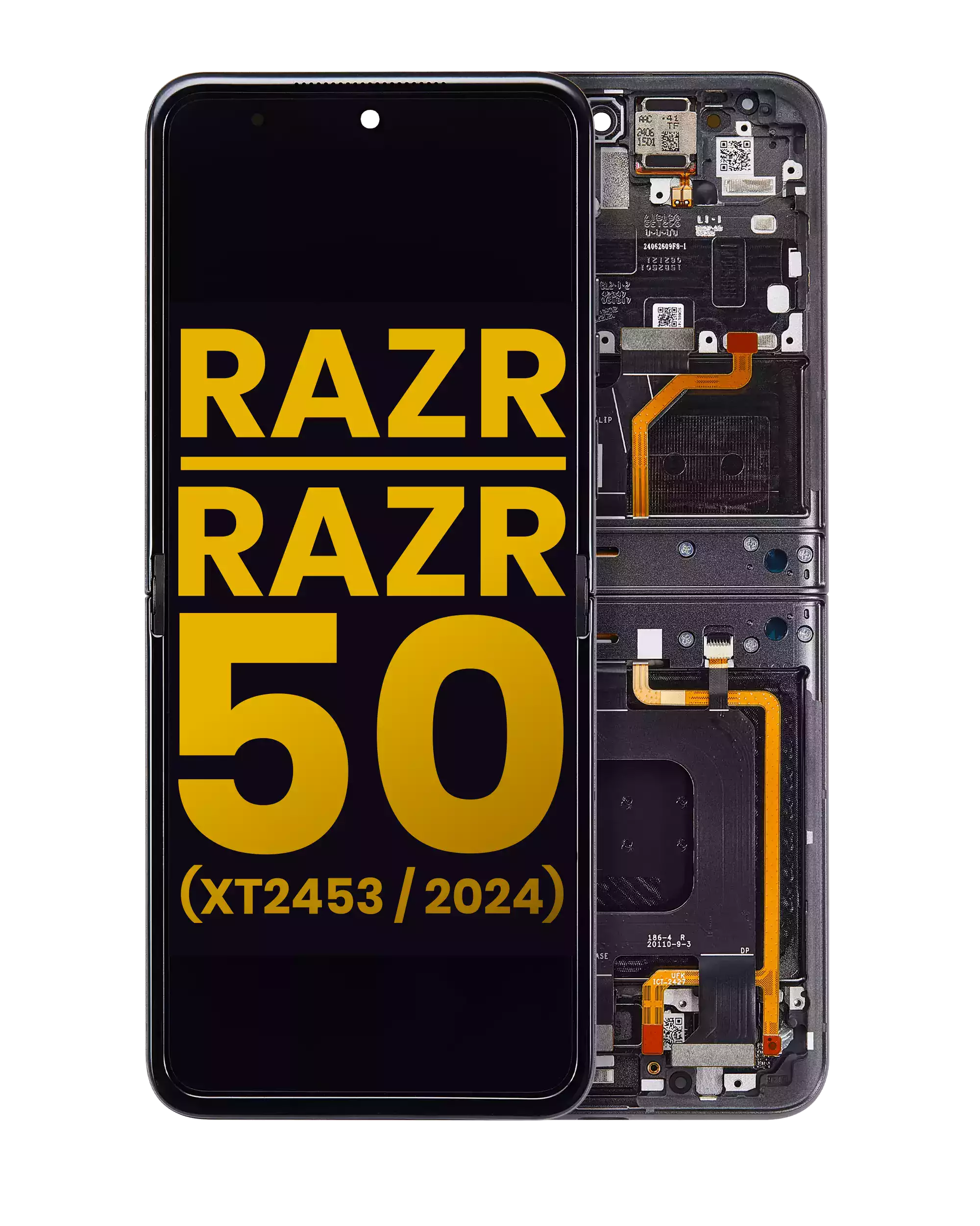 OLED-Display mit Rahmen für Motorola Razr 50/2024 (Refurbished, Grau)