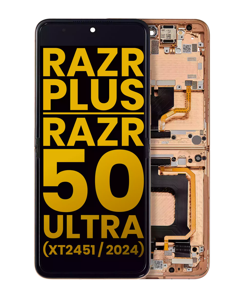 Innen-OLED mit Rahmen Moto Razr Plus 24/25 & 50 Ultra (Refurbished) Peach Fuzz