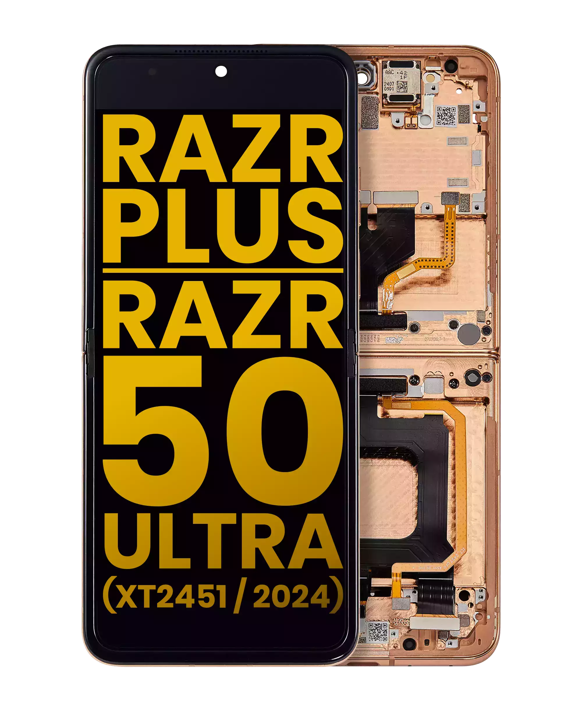 Innen-OLED mit Rahmen Moto Razr Plus 24/25 & 50 Ultra (Refurbished) Peach Fuzz