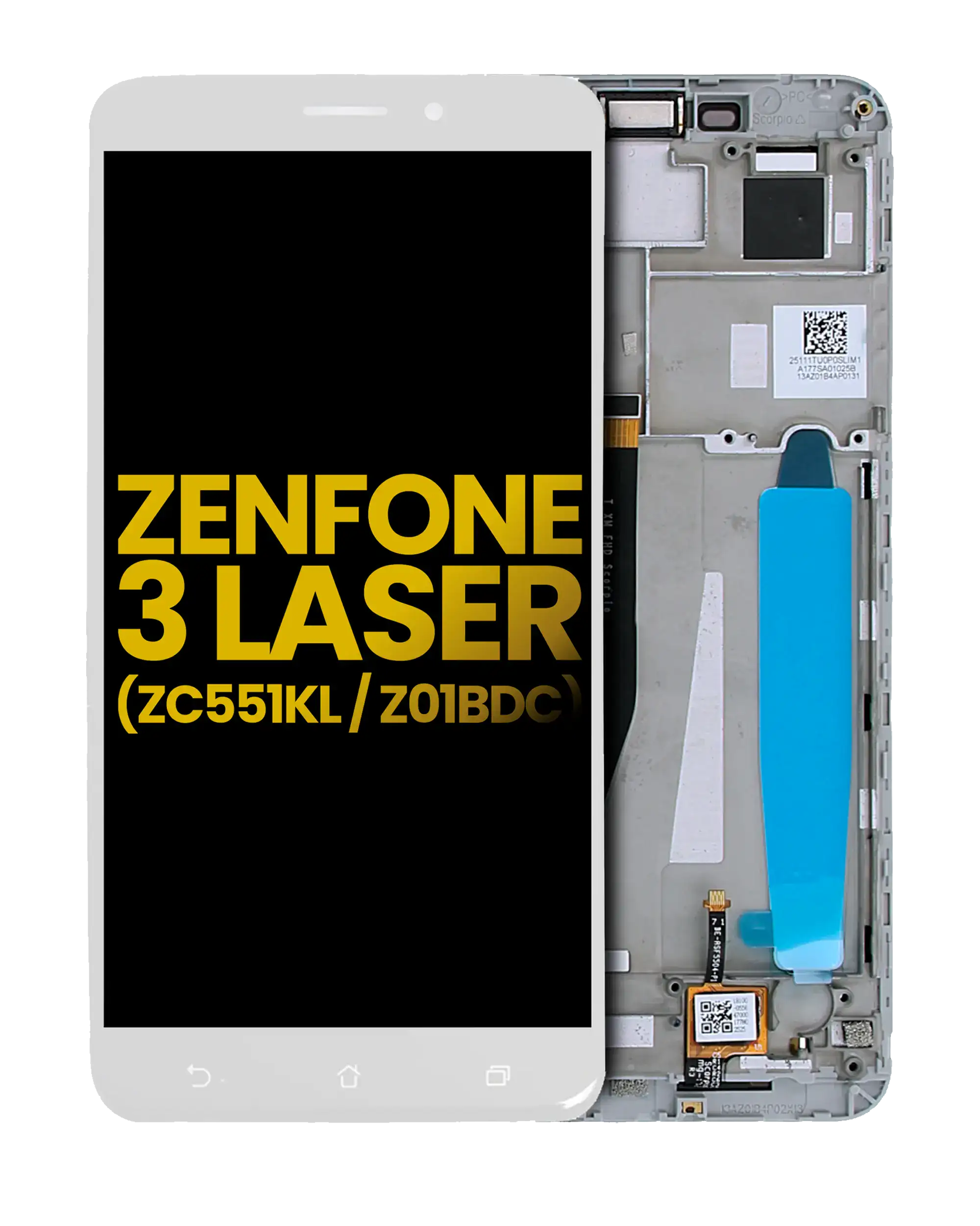 LCD Display with Frame for Asus ZenFone 3 Laser (ZC551KL / 2016) (Refurbished) (White)
