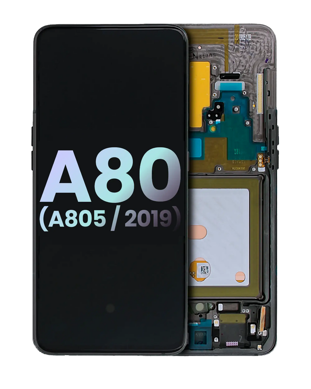 OLED-Display mit Rahmen für Samsung Galaxy A80 (Service Pack) Phantom Black