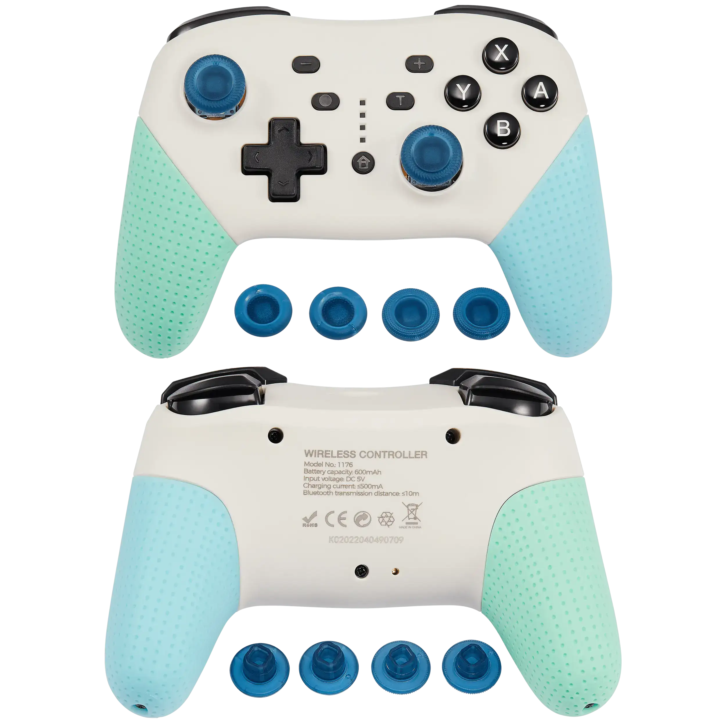 Drahtloser Dual-Motor Bluetooth-Controller für Nintendo Switch (Blau/Grün) DOBE