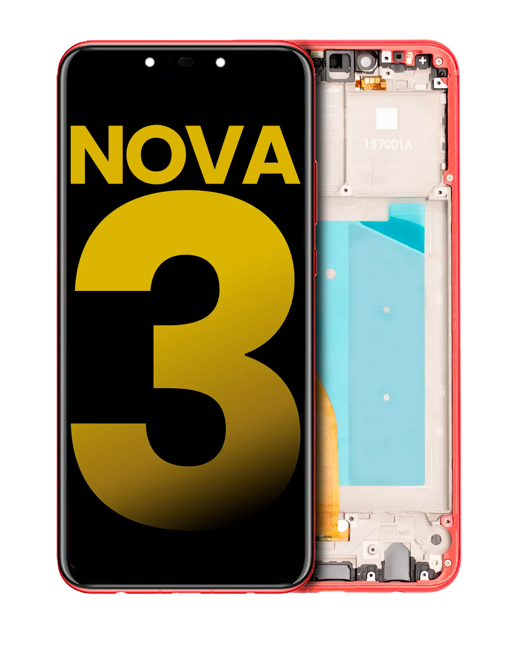 LCD-Display mit Rahmen für Huawei Nova 3 (Refurbished) (Rot)