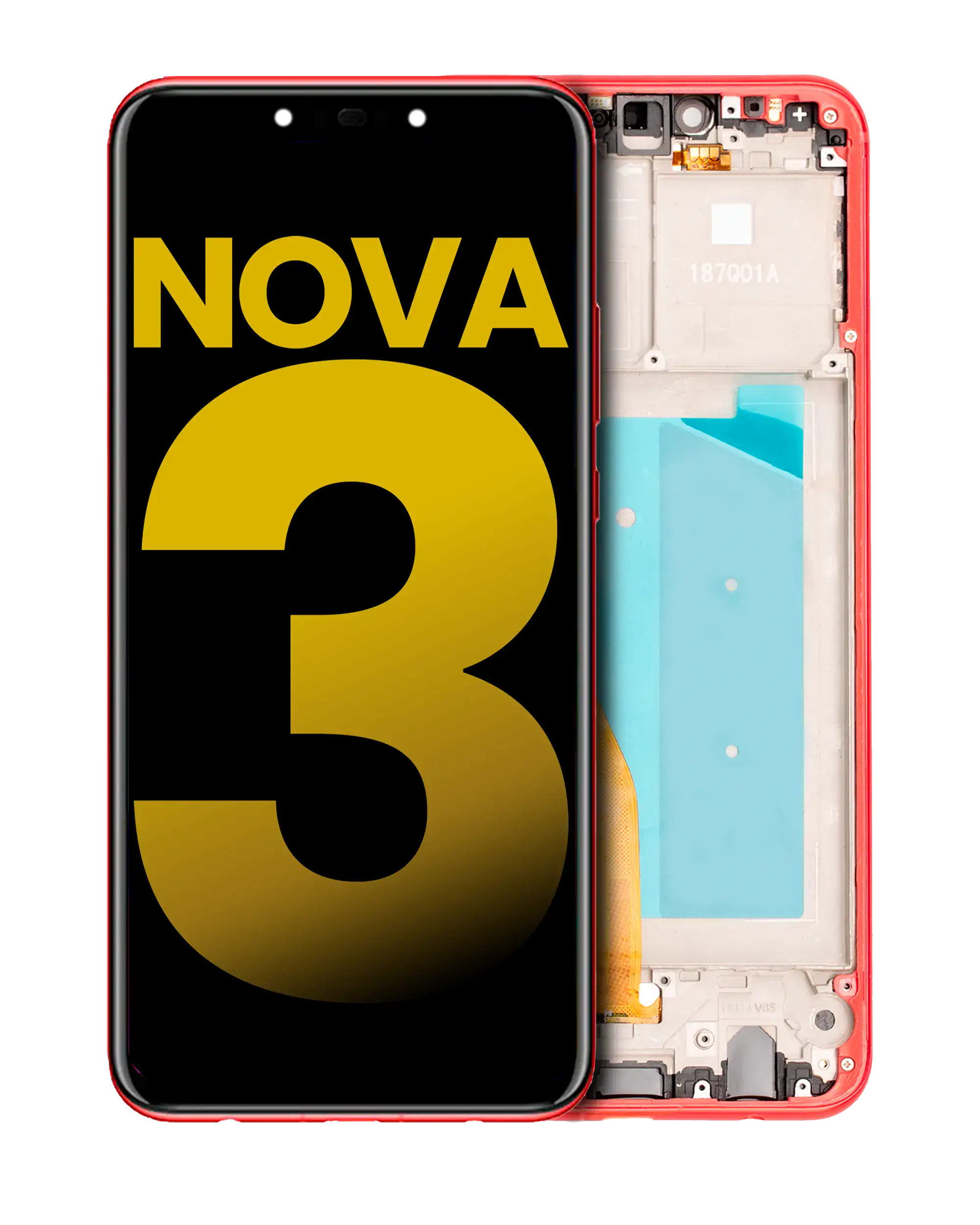 LCD-Display mit Rahmen für Huawei Nova 3 (Refurbished) (Rot)