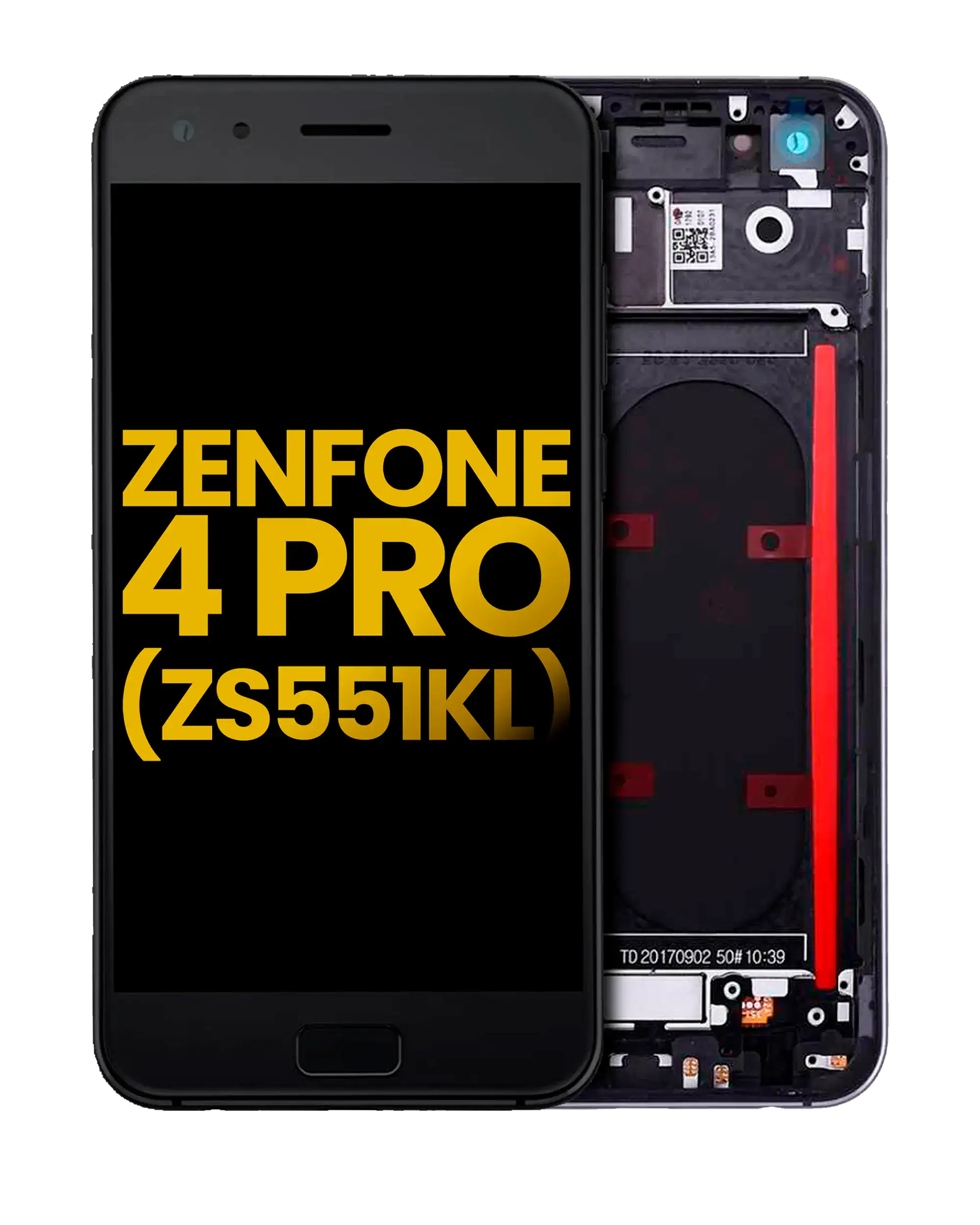 LCD-Display mit Rahmen für Asus ZenFone 4 Pro (Refurbished) (Schwarz)