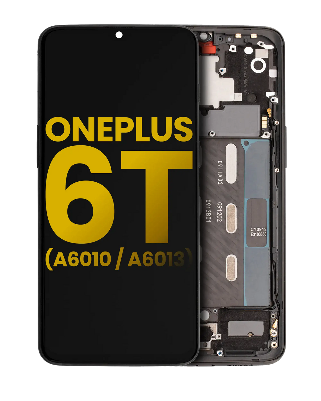 OLED Display with Frame for OnePlus 6T (A6010 / A6013) (Refurbished) (Mirror Black)