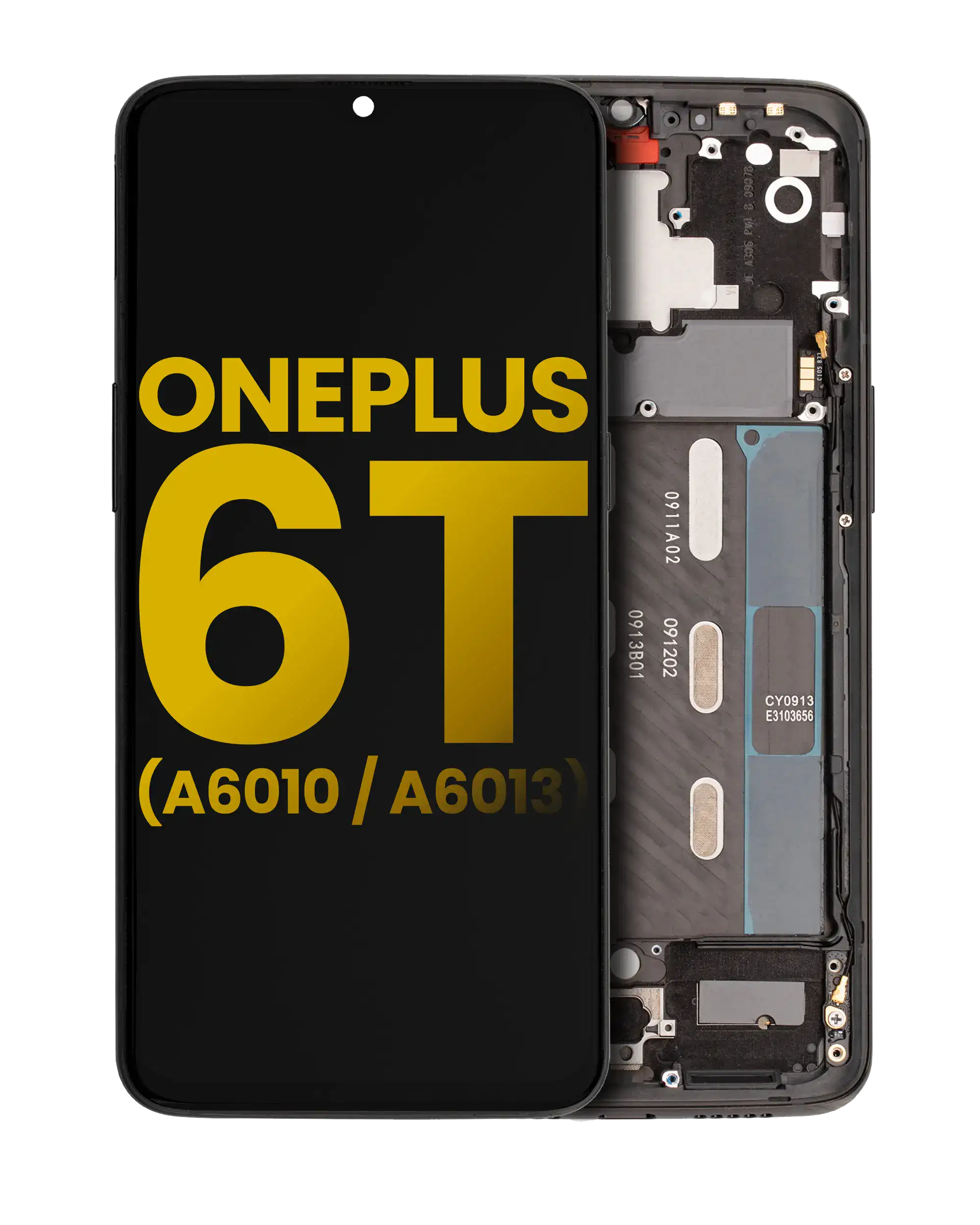 OLED Display with Frame for OnePlus 6T (A6010 / A6013) (Refurbished) (Mirror Black)