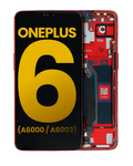 OLED-Display mit Rahmen für OnePlus 6 (A6000 / A6003) (Refurbished) (Amber Red)