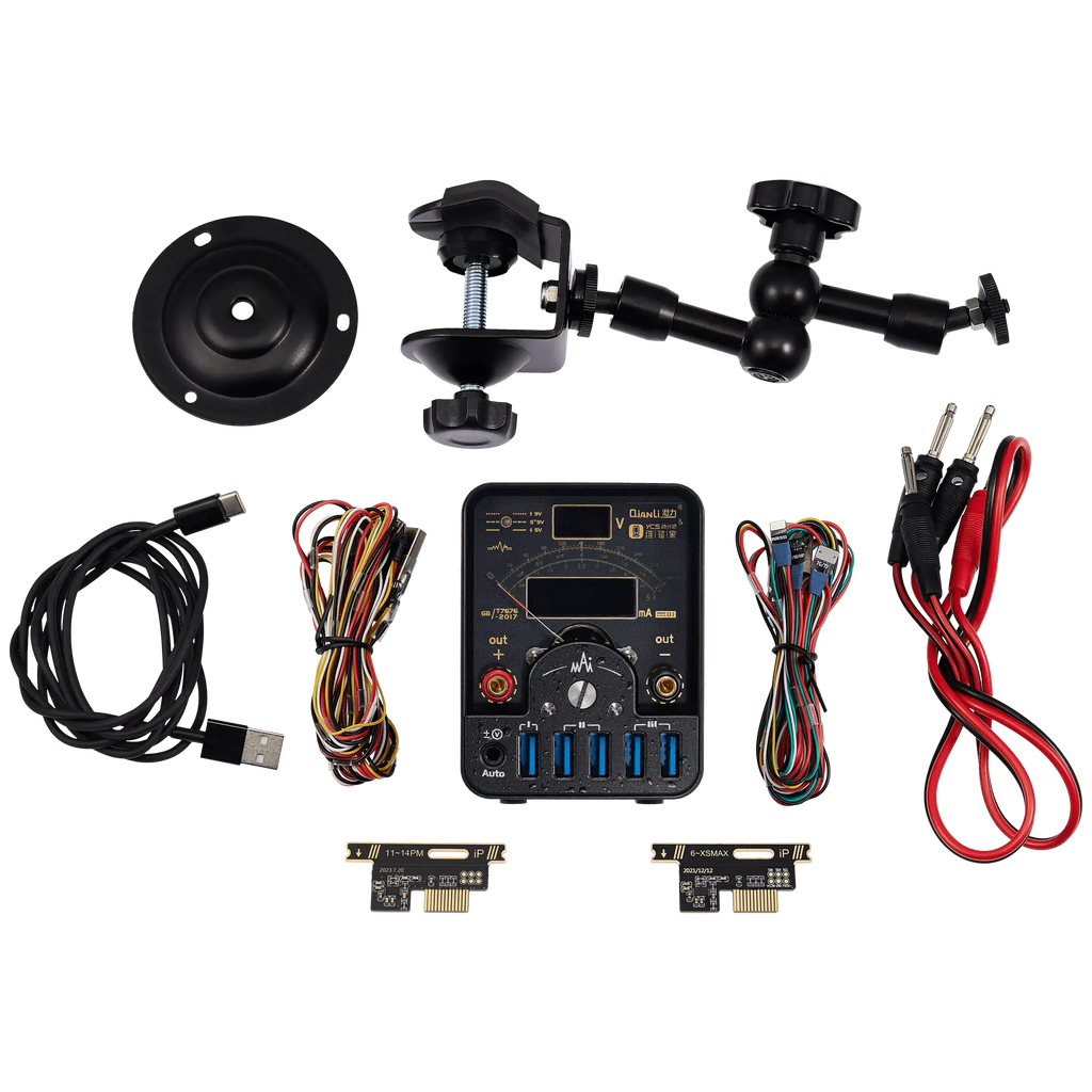 LT2 Individual DC Power Supply Unit with Diagnostic Meter, Quarter-Bracket Holder, 7" Bulldozer, and Expansion Board for iPhone 6 to 14 Series (Qianli)