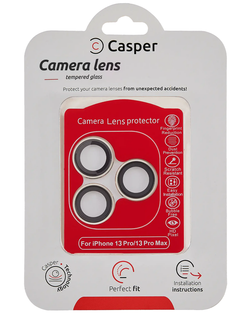 Casper Camera Lens Protector for iPhone 13 Pro / 13 Pro Max (Gold) (Clear)