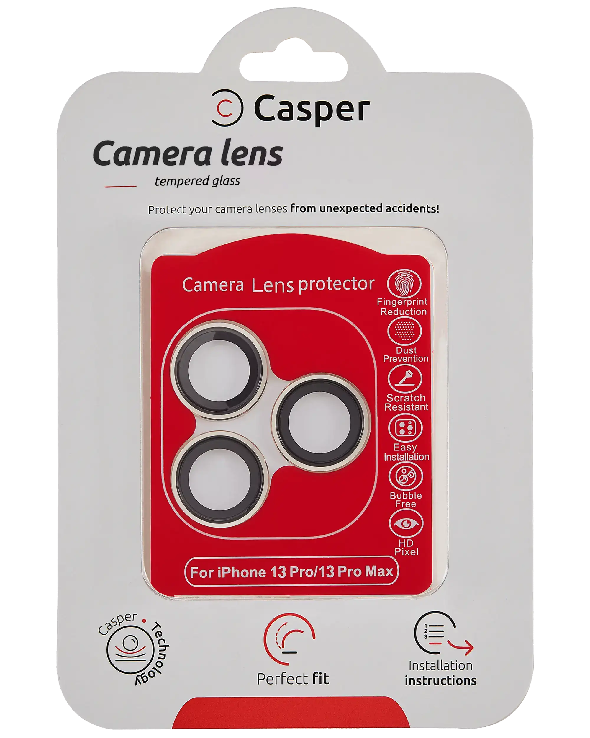 Casper Camera Lens Protector for iPhone 13 Pro / 13 Pro Max (Gold) (Clear)