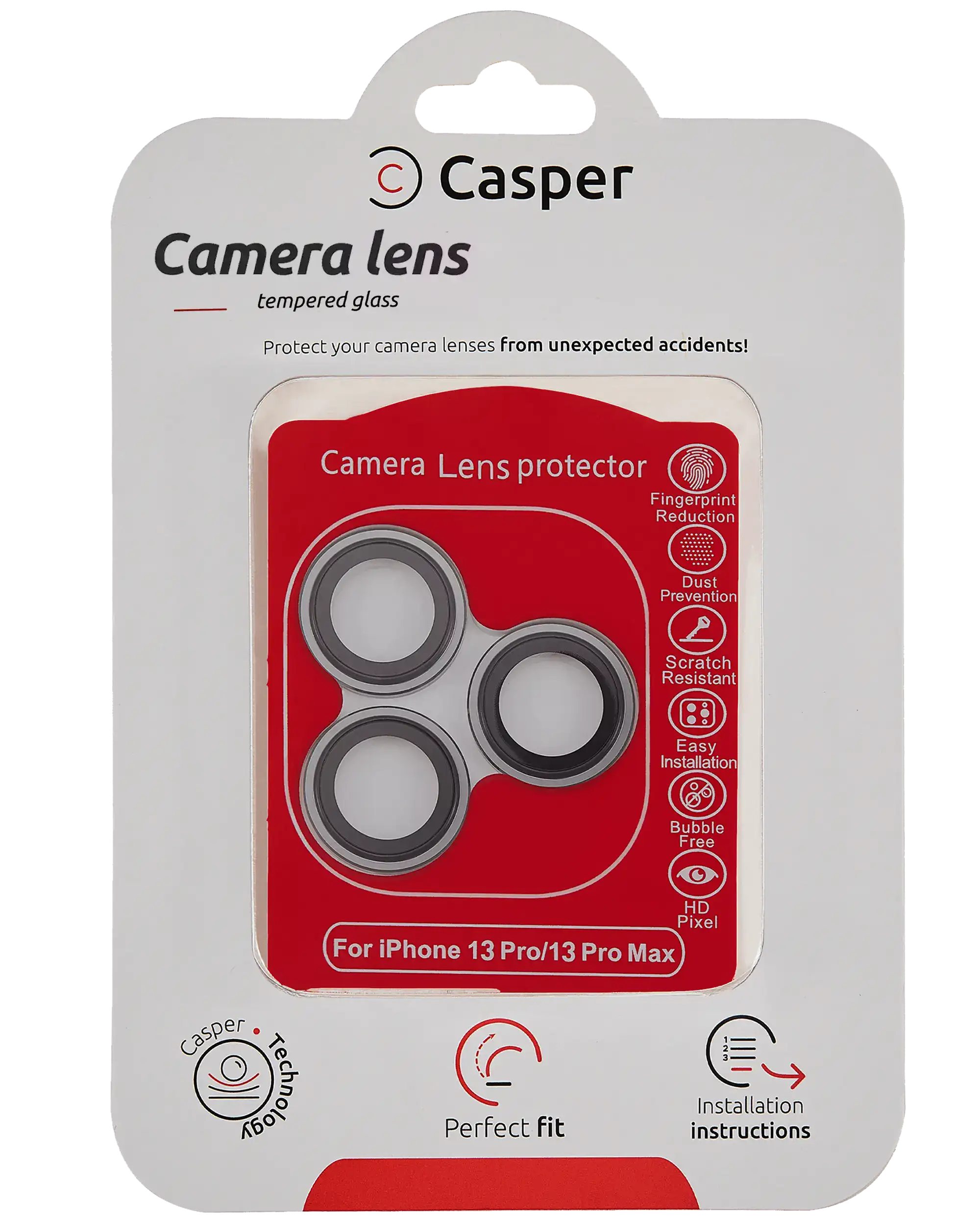 Casper Kameraobjektivschutz für iPhone 13 Pro / 13 Pro Max (Grau) (Klar)