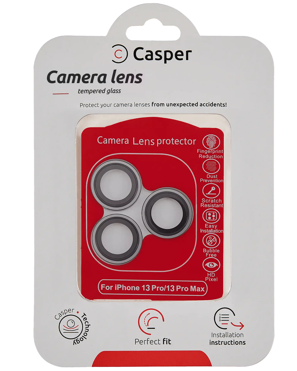 Casper Kameraobjektivschutz für iPhone 13 Pro / 13 Pro Max (Grau) (Klar)