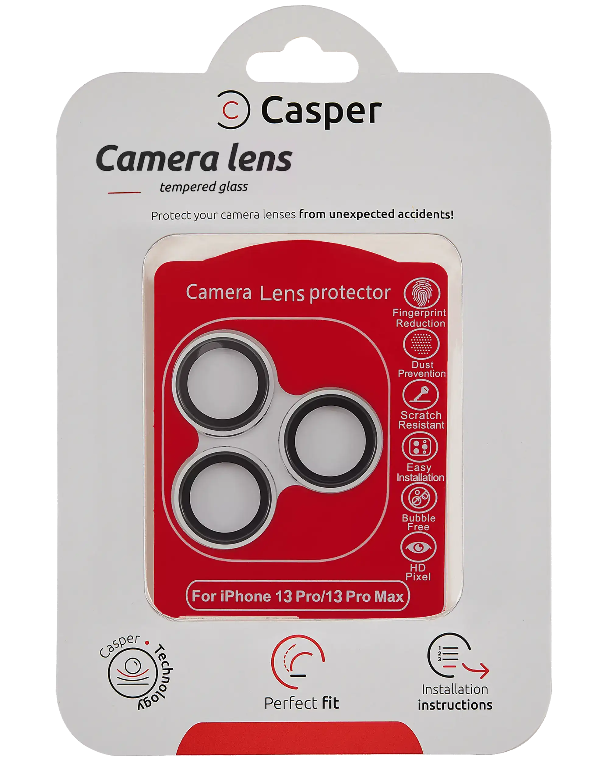 Casper Kameralinsenschutz für iPhone 13 Pro / 13 Pro Max (Silber) (Klar)