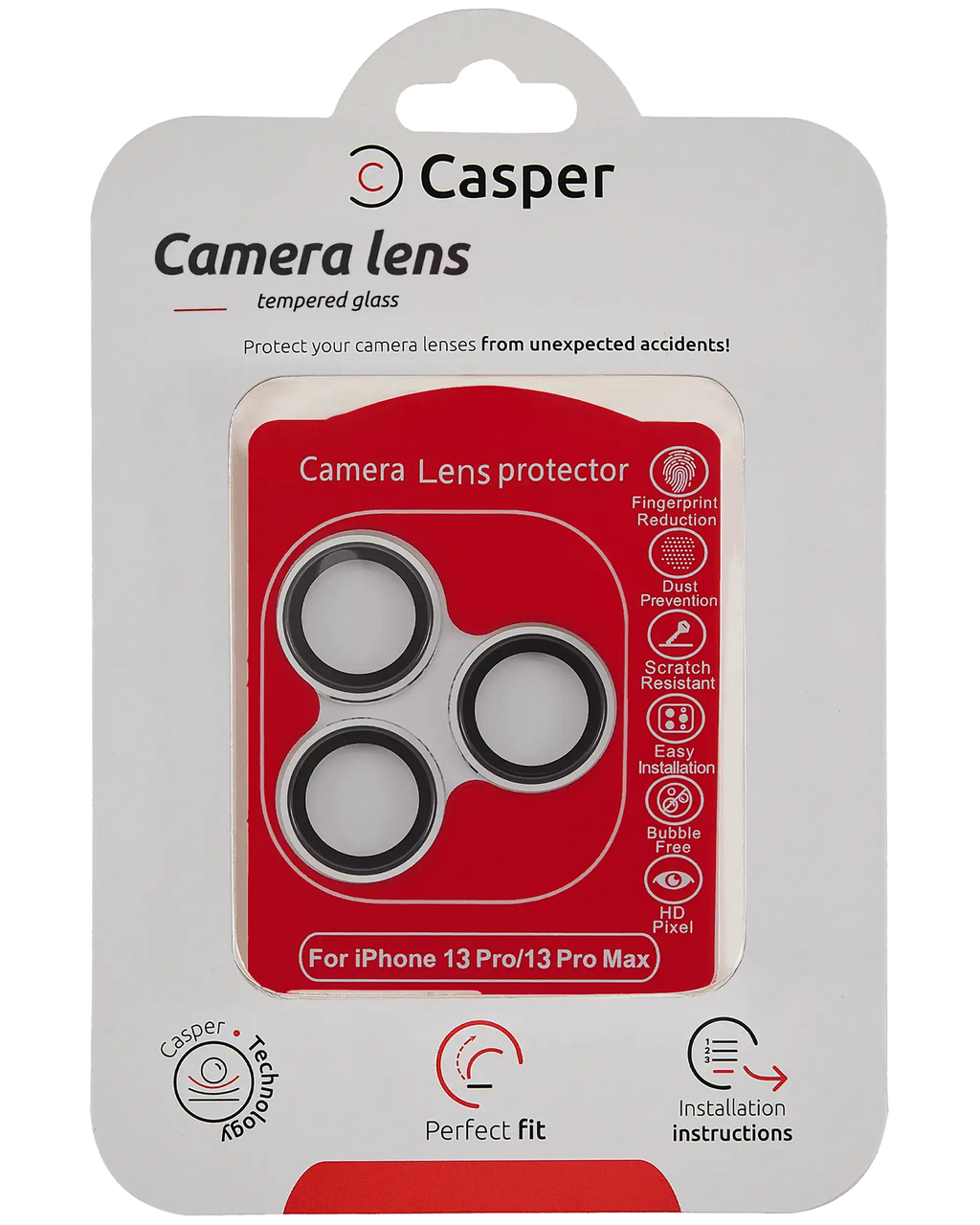 Casper Camera Lens Protector for iPhone 13 Pro / 13 Pro Max (Silver) (Clear)