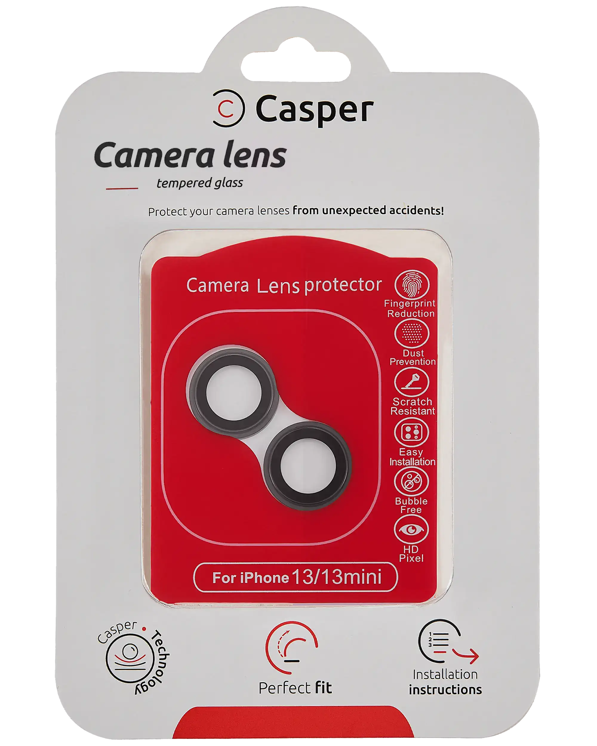 Casper Kamera-Objektivschutz für iPhone 13 / 13 Mini (Schwarz) (Clear)