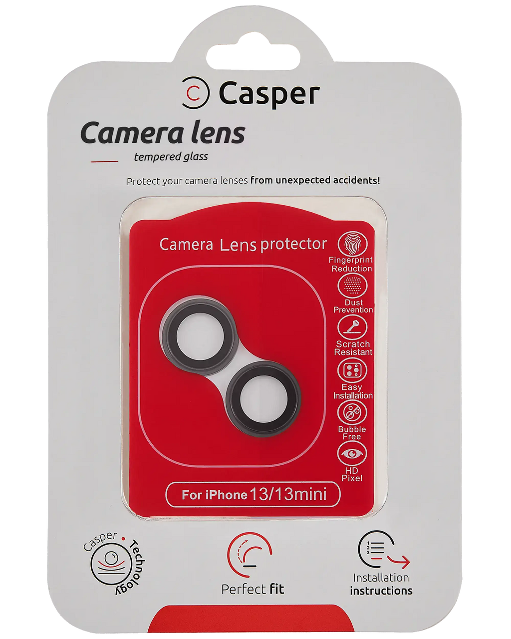 Casper Camera Lens Protector for iPhone 13 / 13 Mini (Black) (Clear)