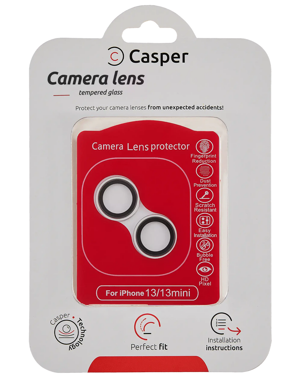 Casper Camera Lens Protector for iPhone 13 / 13 Mini (Silver, Transparent)