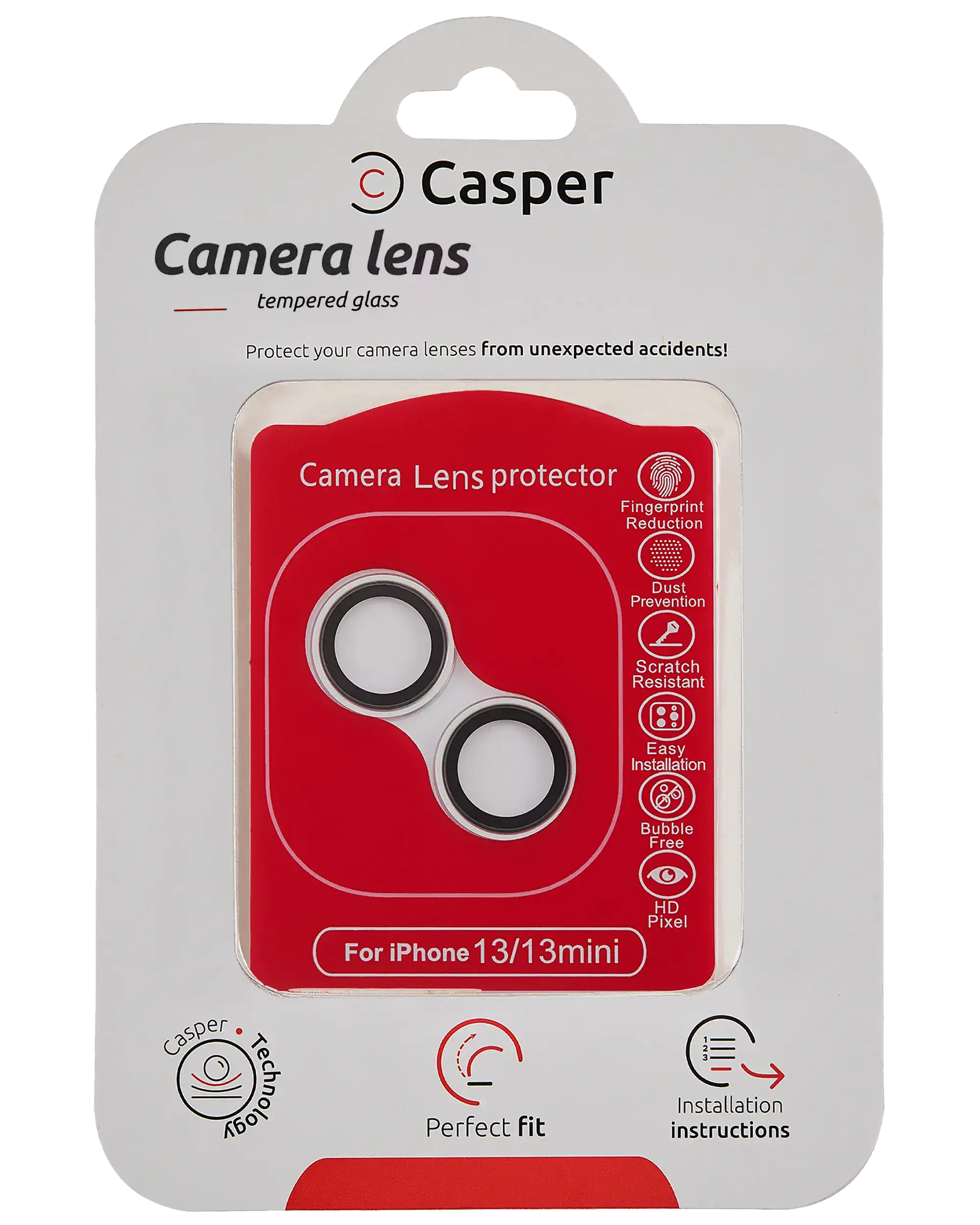 Casper Camera Lens Protector for iPhone 13 / 13 Mini (Silver, Transparent)