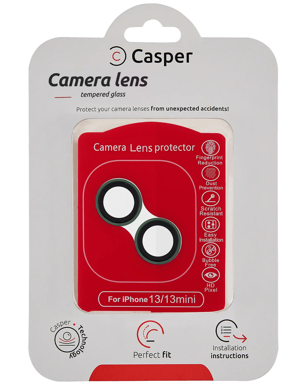 Casper Camera Lens Protector for iPhone 13 / 13 Mini (Alpine Green) (Clear)