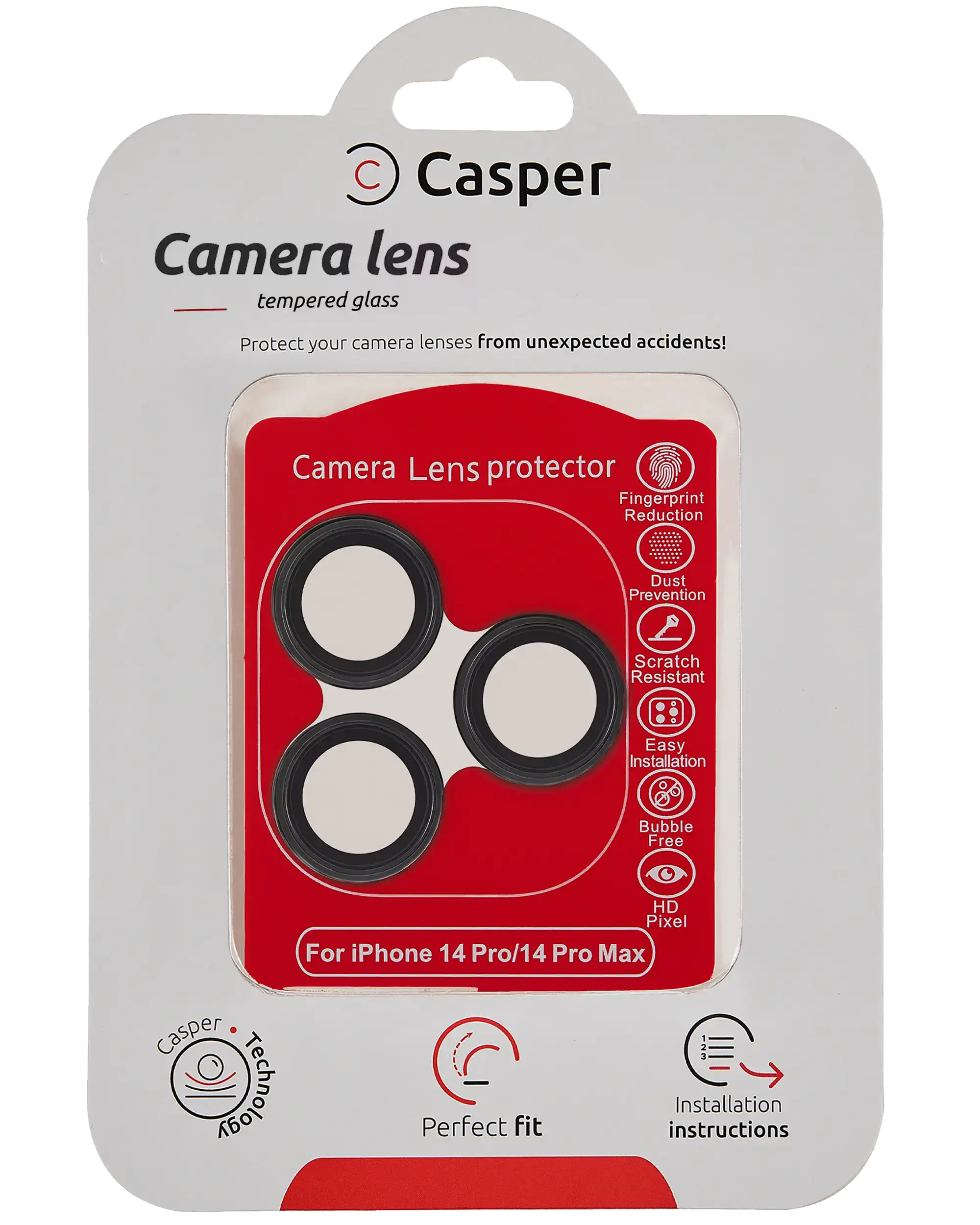 Casper Kamera-Linsenschutz für iPhone 14 Pro / 14 Pro Max (Schwarz) (Clear)