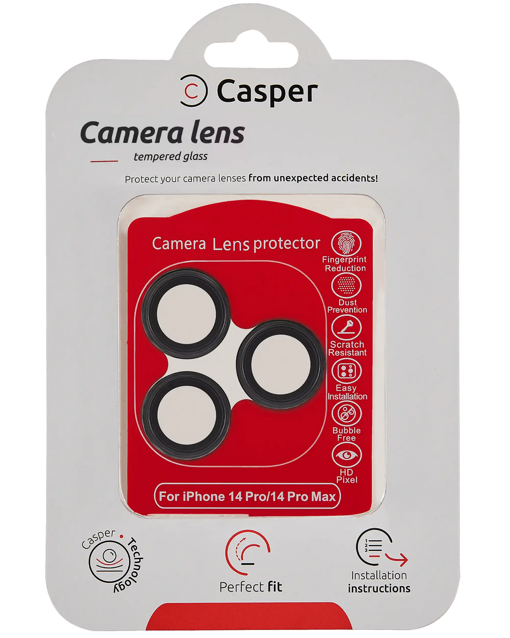 Casper Camera Lens Protector for iPhone 14 Pro / 14 Pro Max (Black) (Clear)