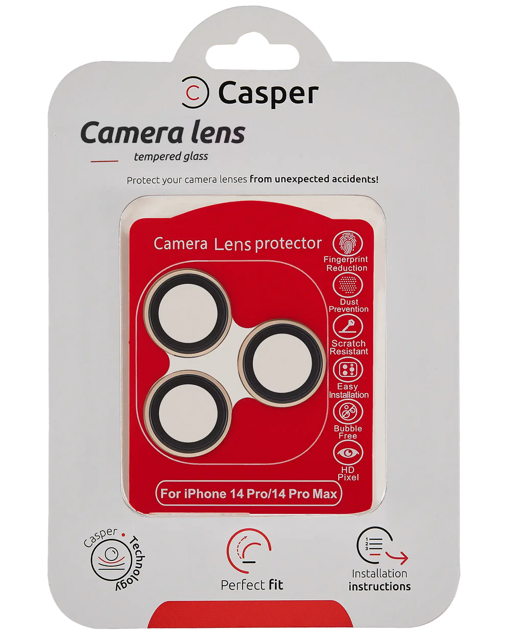 Casper Camera Lens Protector for iPhone 14 Pro / 14 Pro Max (Gold) (Clear)