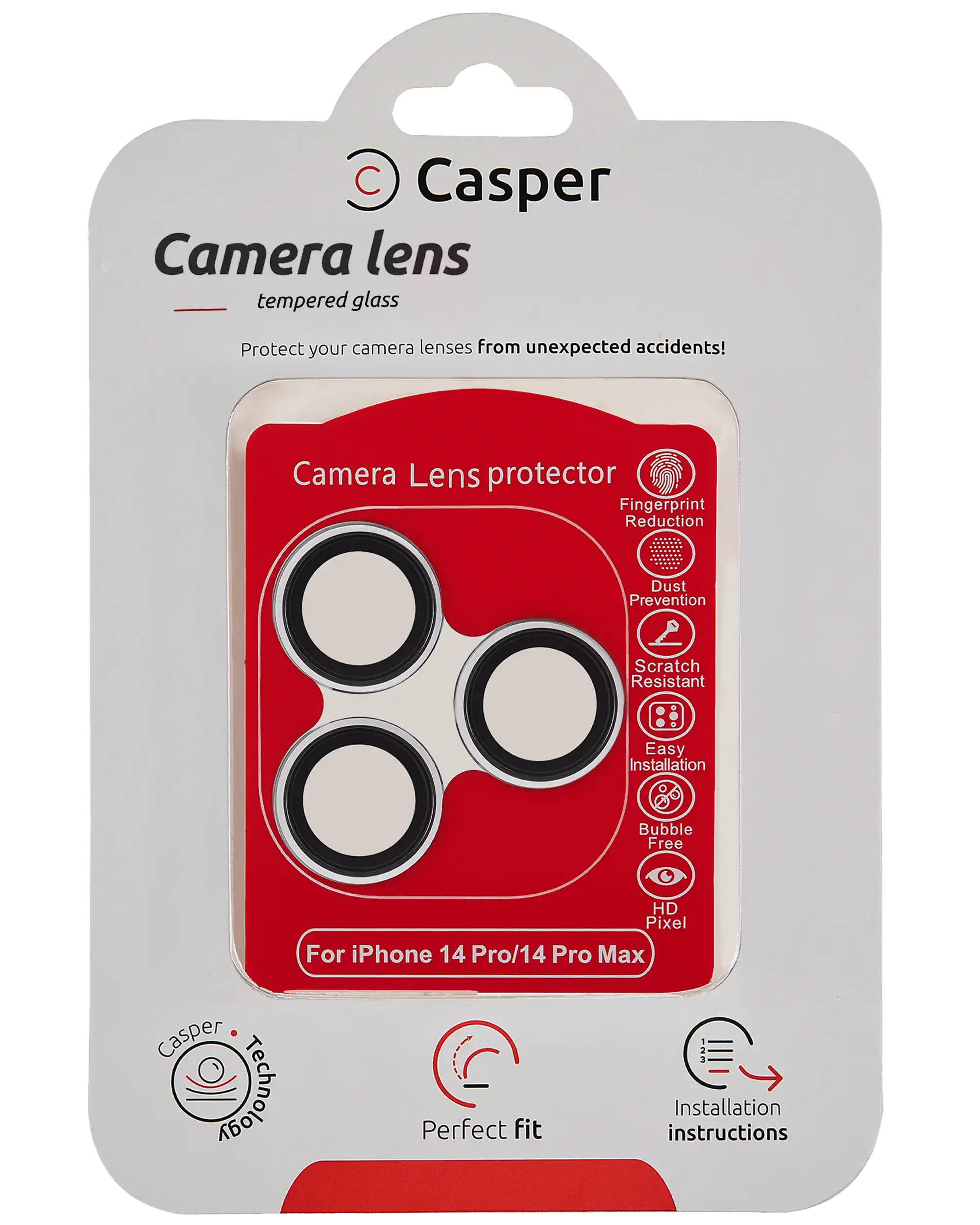 Casper Camera Lens Protector for iPhone 14 Pro / iPhone 14 Pro Max (Silver) (Clear)