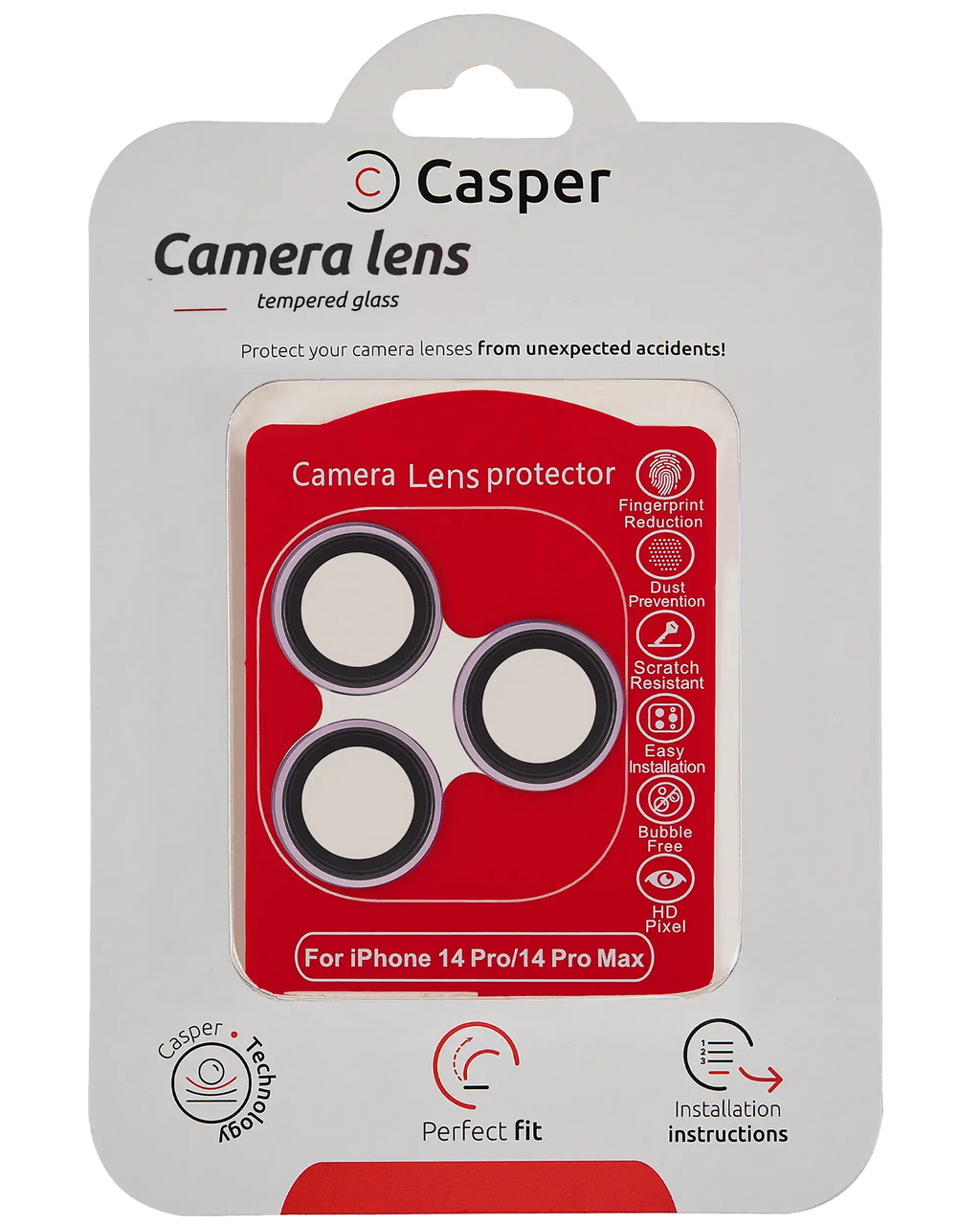 Casper Kamera-Linsenschutz für iPhone 14 Pro / 14 Pro Max (Lila) (Clear)
