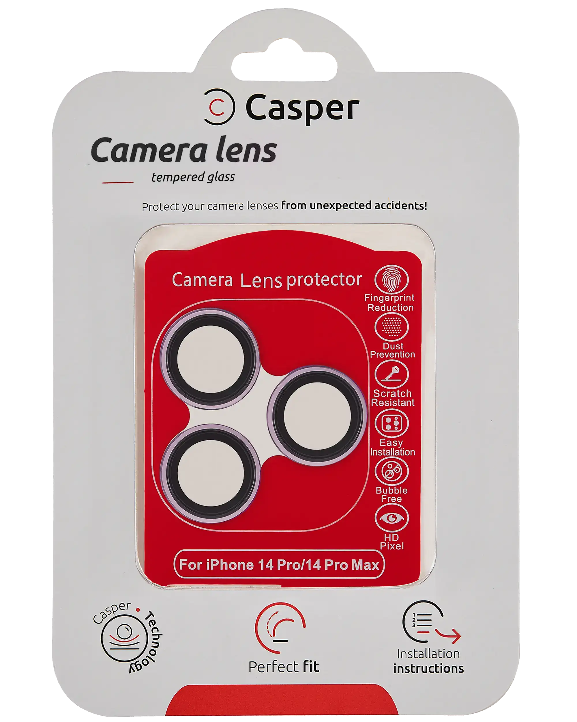 Casper Kamera-Linsenschutz für iPhone 14 Pro / 14 Pro Max (Lila) (Clear)