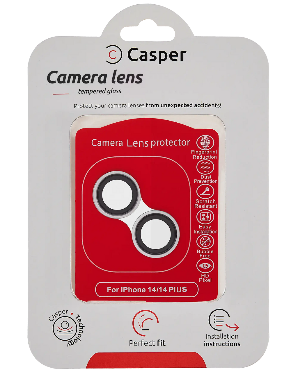 Casper Camera Lens Protector for iPhone 14 / 14 Plus (Silver) (Clear)