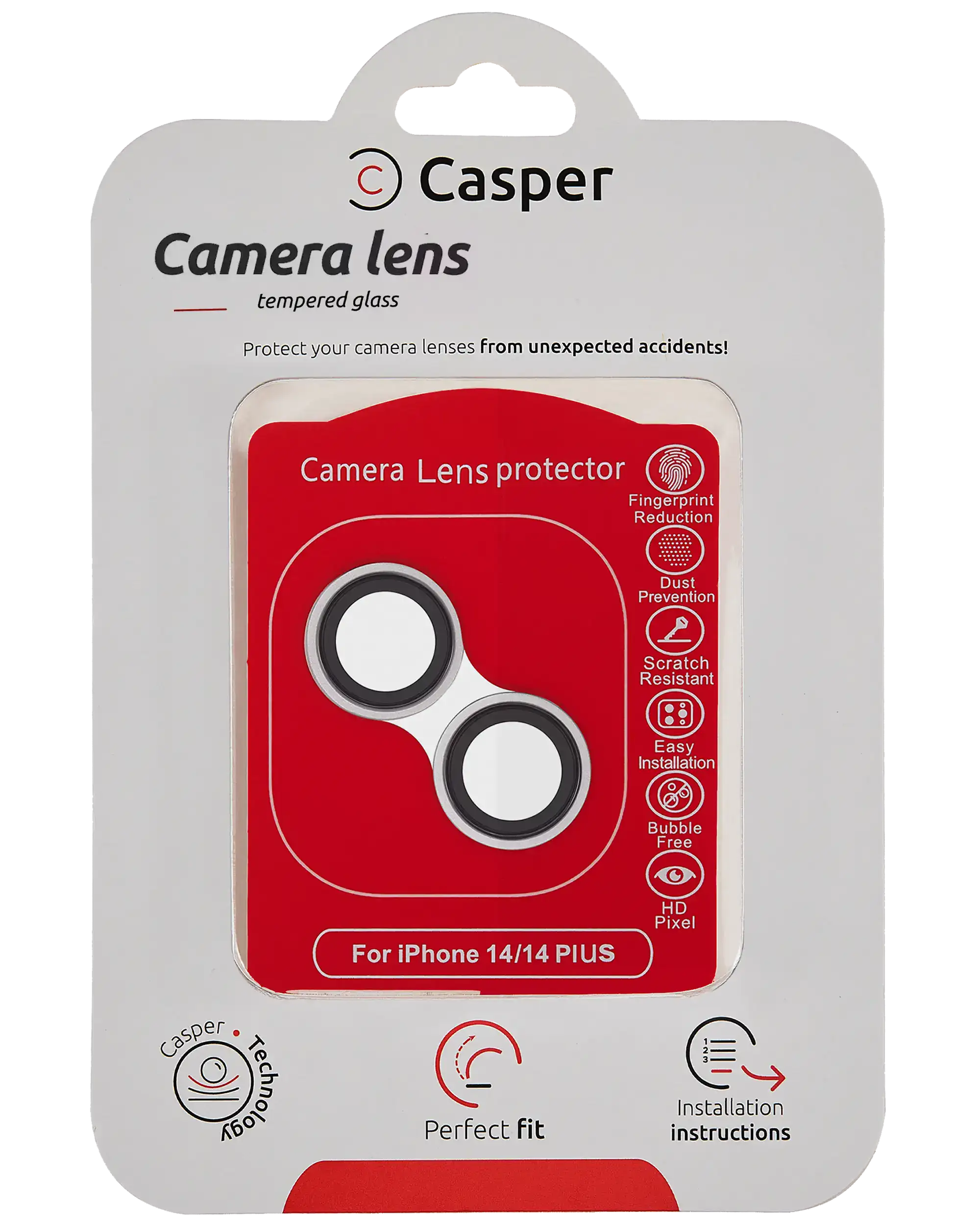Casper Camera Lens Protector for iPhone 14 / 14 Plus (Silver) (Clear)