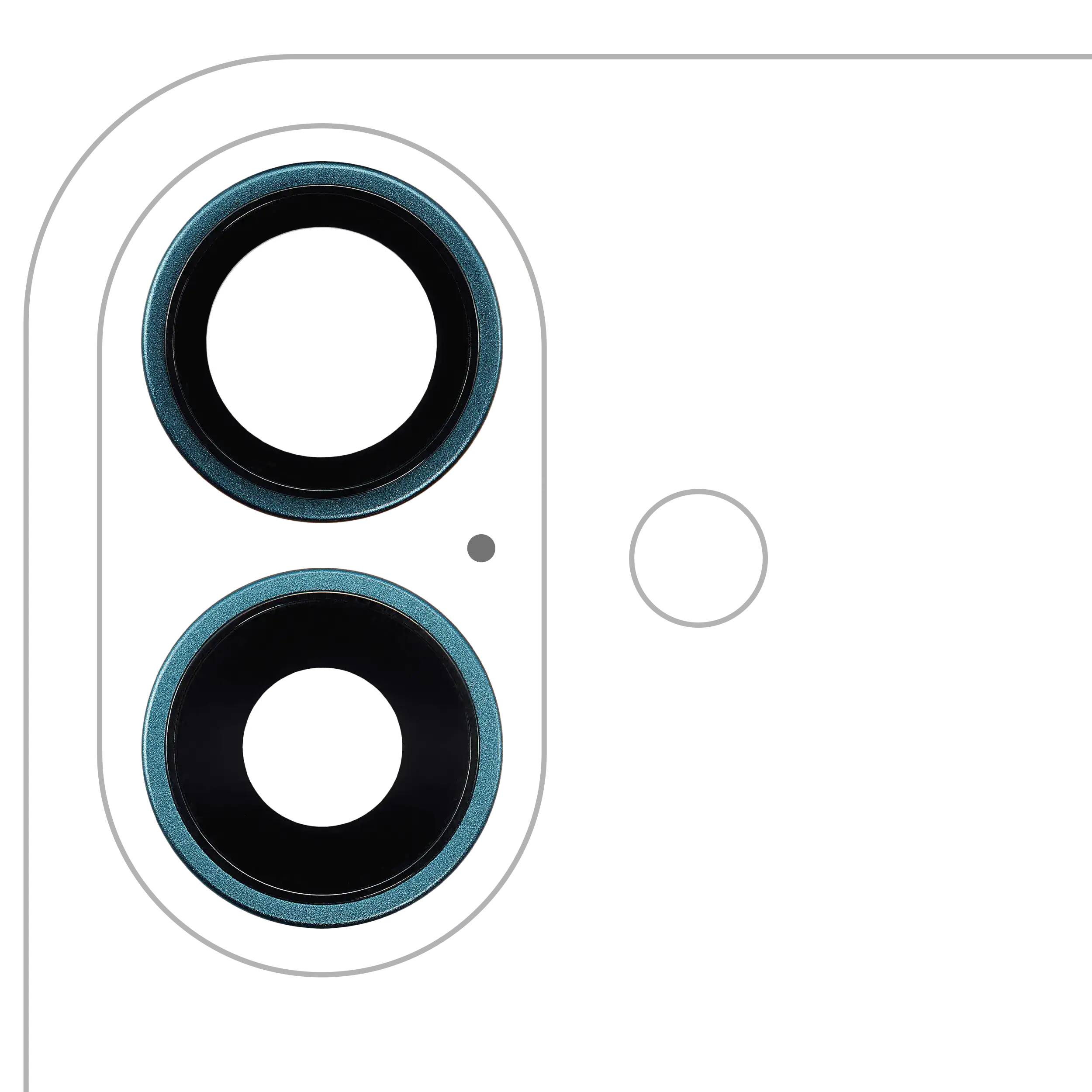 Rear Camera Lens with Holder and Frame for iPhone 16 / 16 Plus (Teal) (2-Piece Set) (Premium)