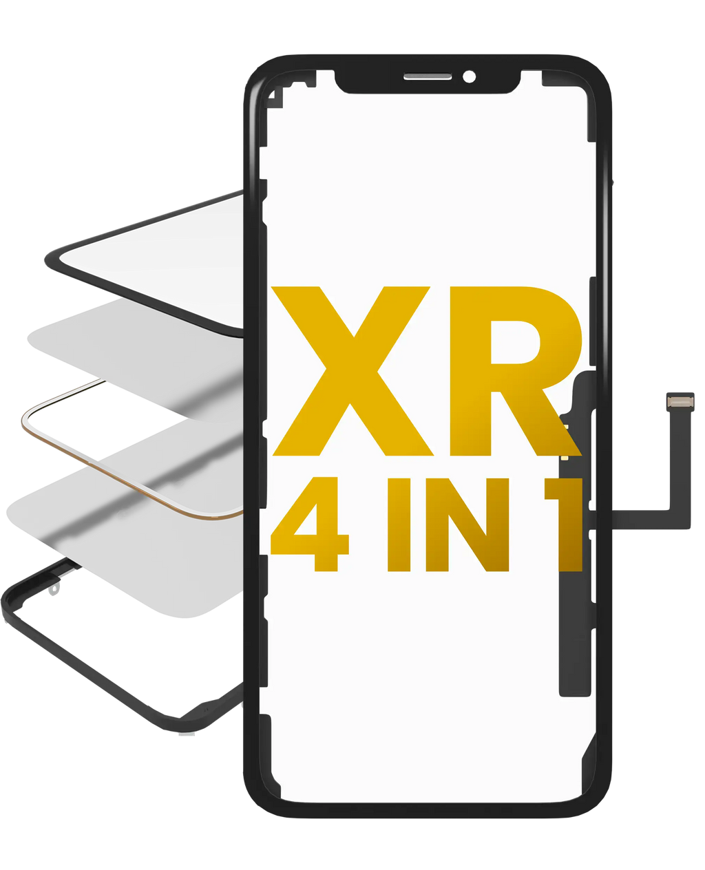 4-in-1 Set für iPhone XR: OCA Glas, Rahmen, Digitizer - OCA Master