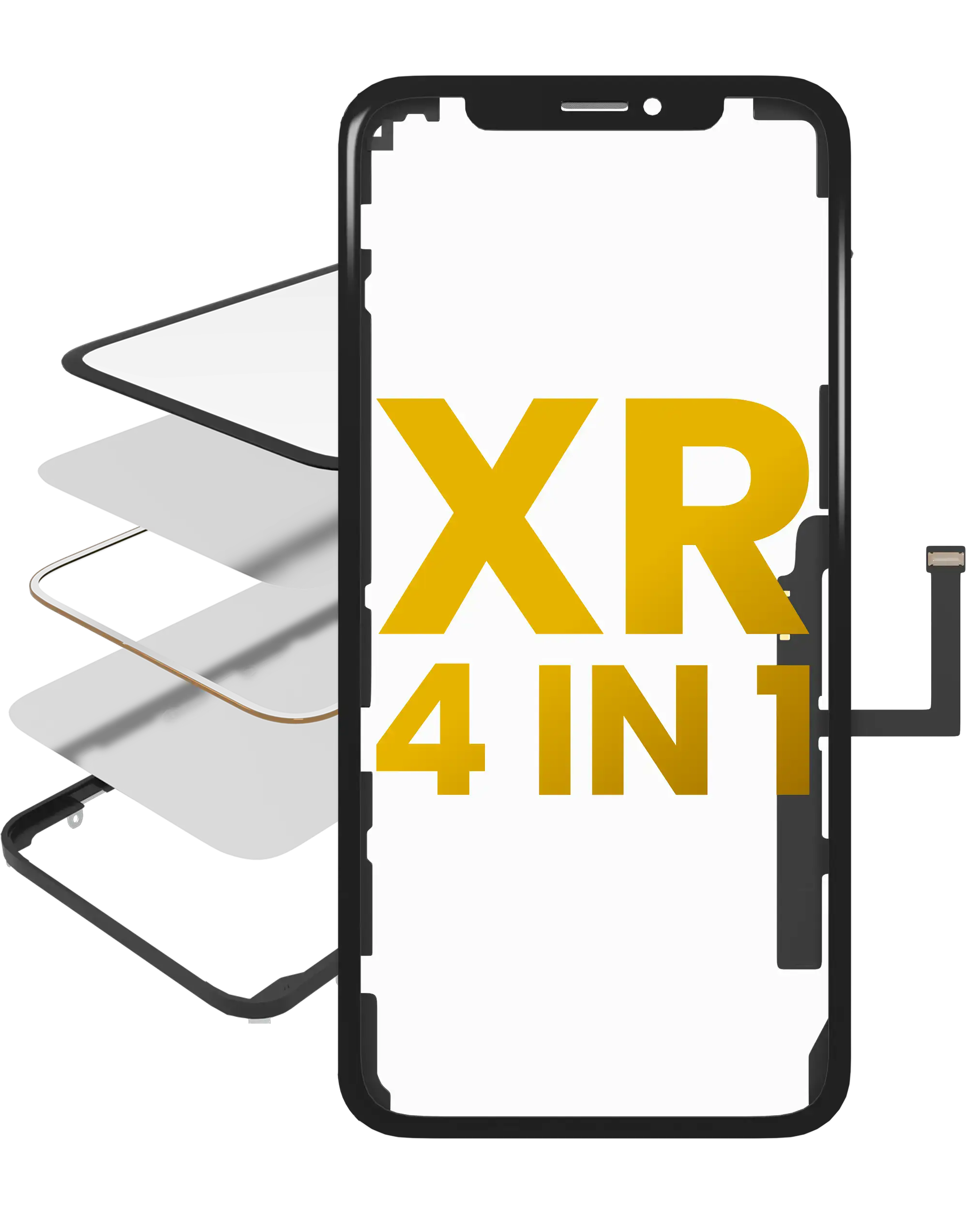 4-in-1 Set für iPhone XR: OCA Glas, Rahmen, Digitizer - OCA Master