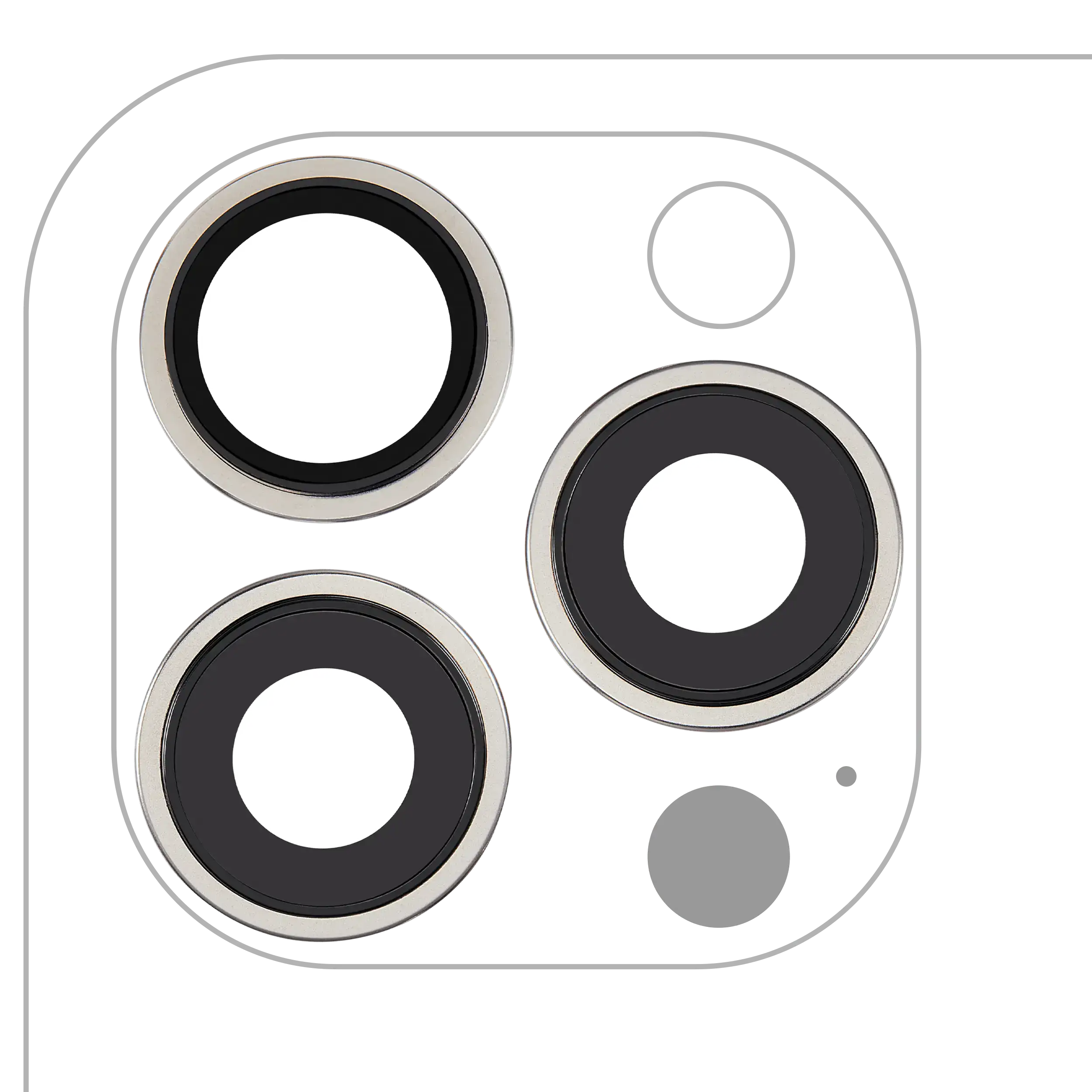 Rear Camera Lens Set with Holder and Bezel for iPhone 15 Pro Max (3-Piece, Premium, White Titanium)