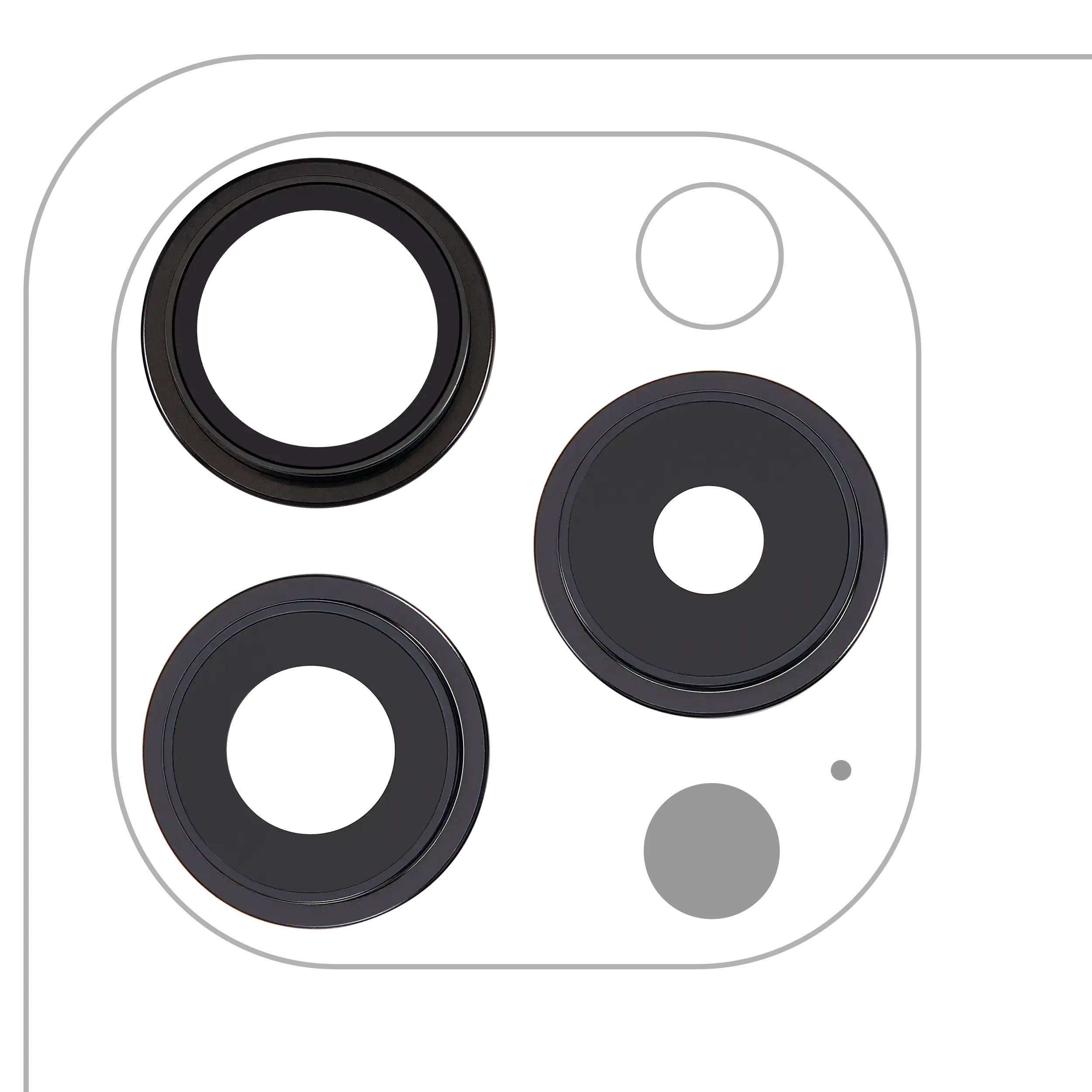 Apple iPhone 15 Pro Kameralinse hinten mit Rahmen Set Premium Schwarz Titanium