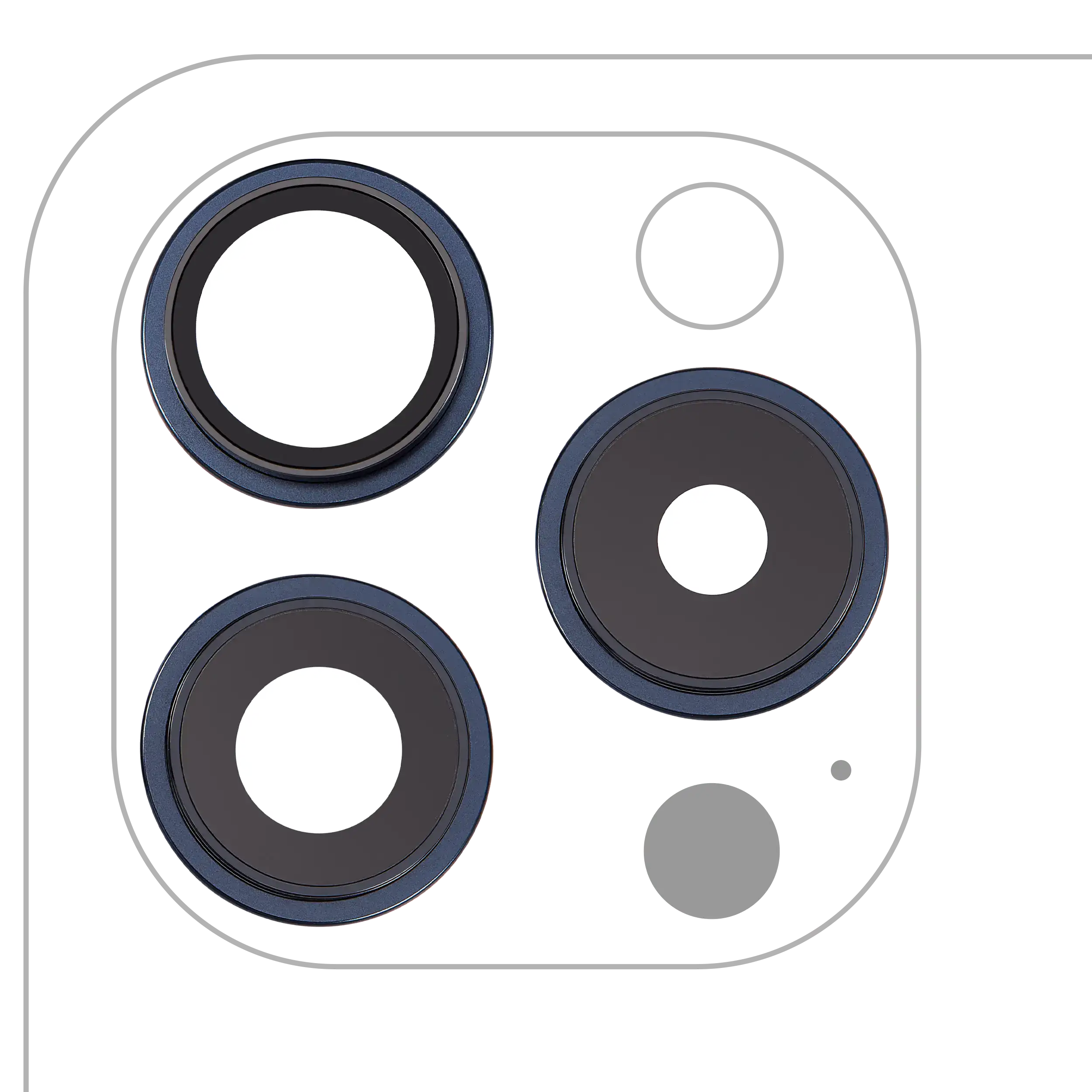 iPhone 15 Pro Kameralinse hinten mit Halterung & Rahmen (3tlg) Premium Blau Tita