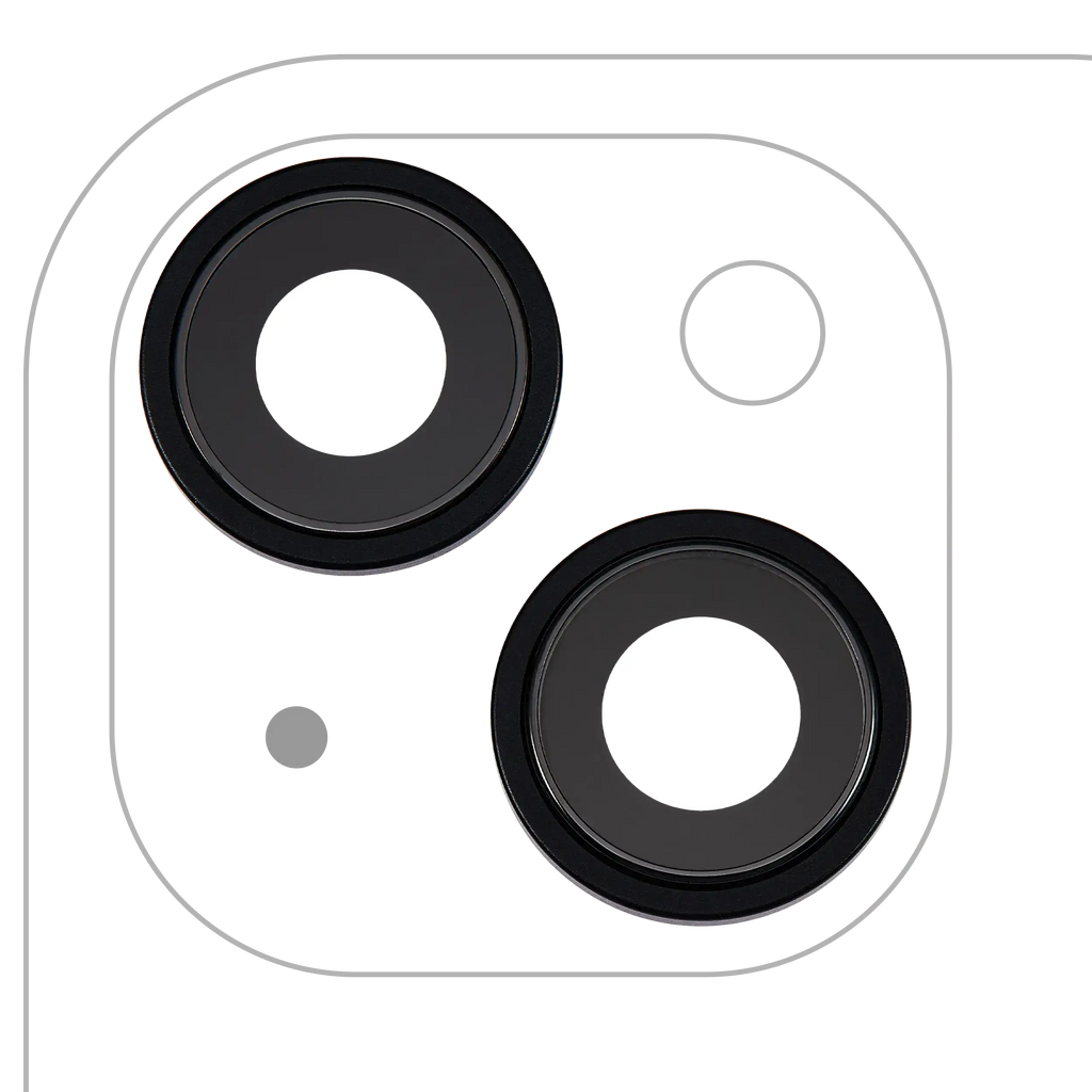 Rear Camera Lens with Holder and Frame for iPhone 15 / 15 Plus (2-pack) (Premium) (Black)