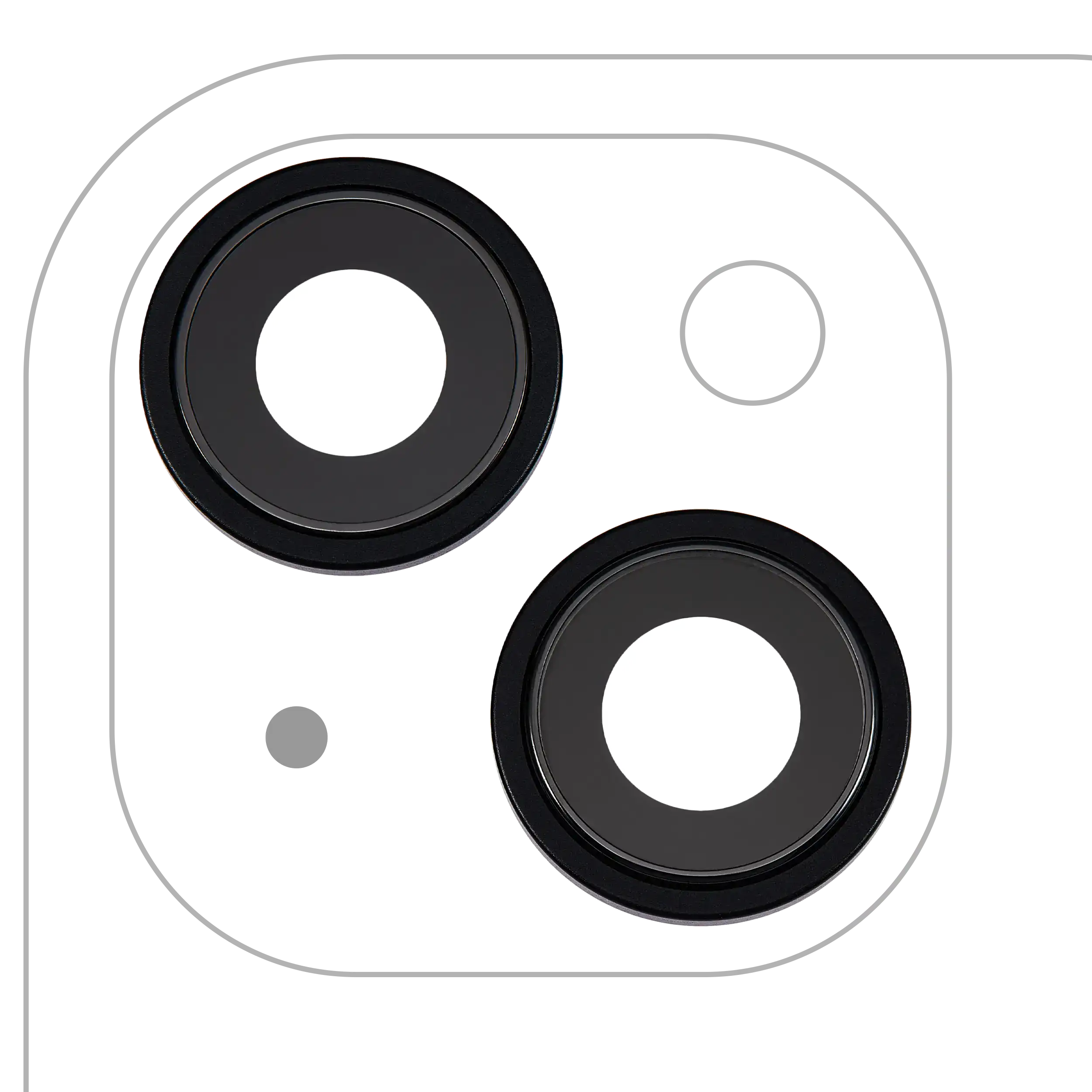 Rear Camera Lens with Holder and Frame for iPhone 15 / 15 Plus (2-pack) (Premium) (Black)